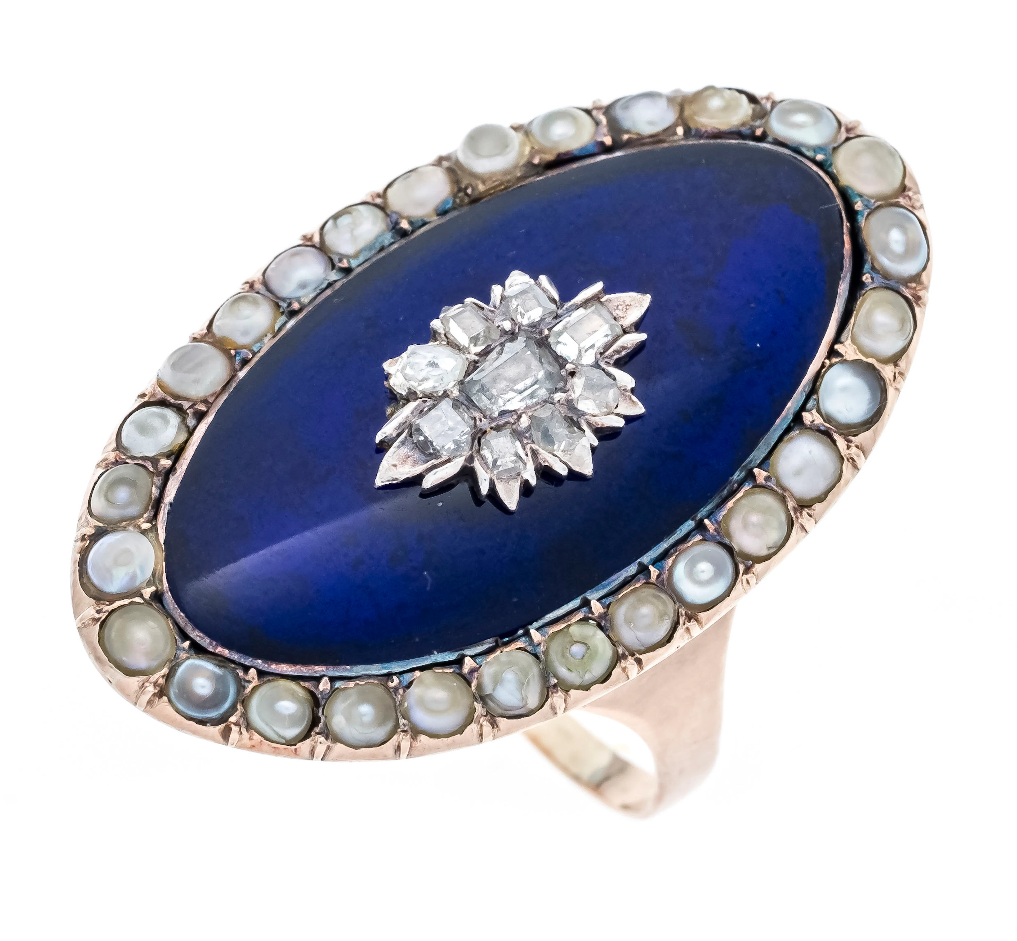 Emaille-Ring GG 585/000 in ovaler