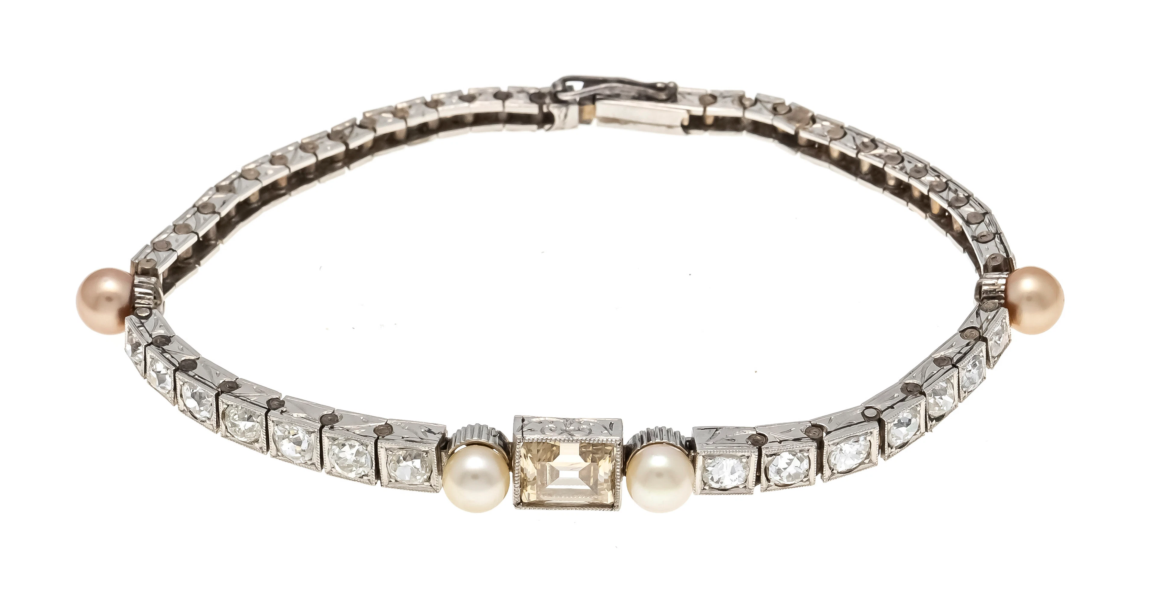 Diamant-Perlen-Armband Platin, ung