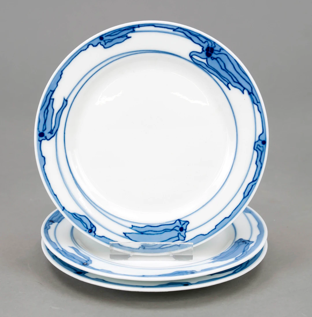 Drei Jugendstil-Teller, Meissen