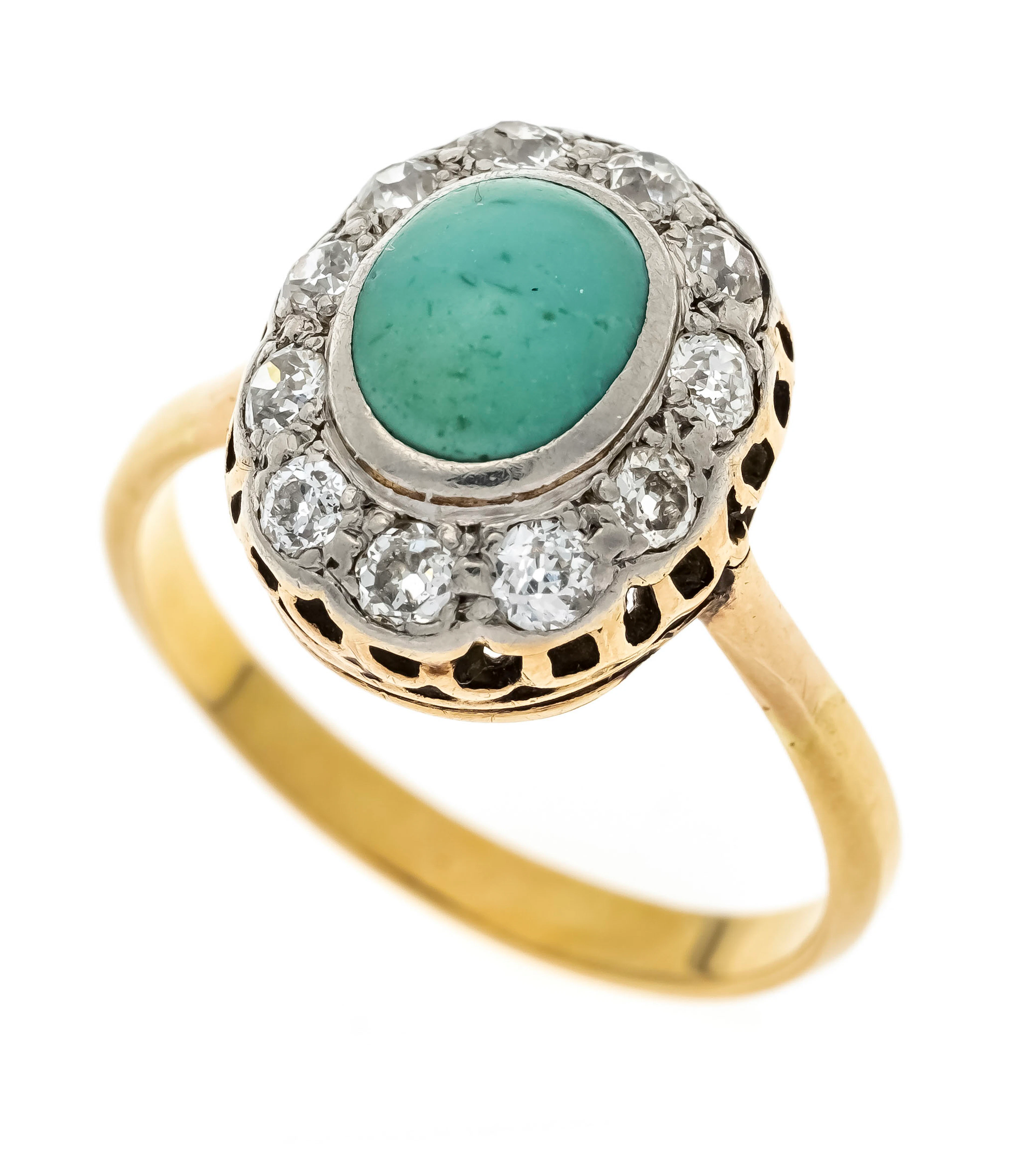 Türkis-Diamant-Ring um 1890 GG/WG