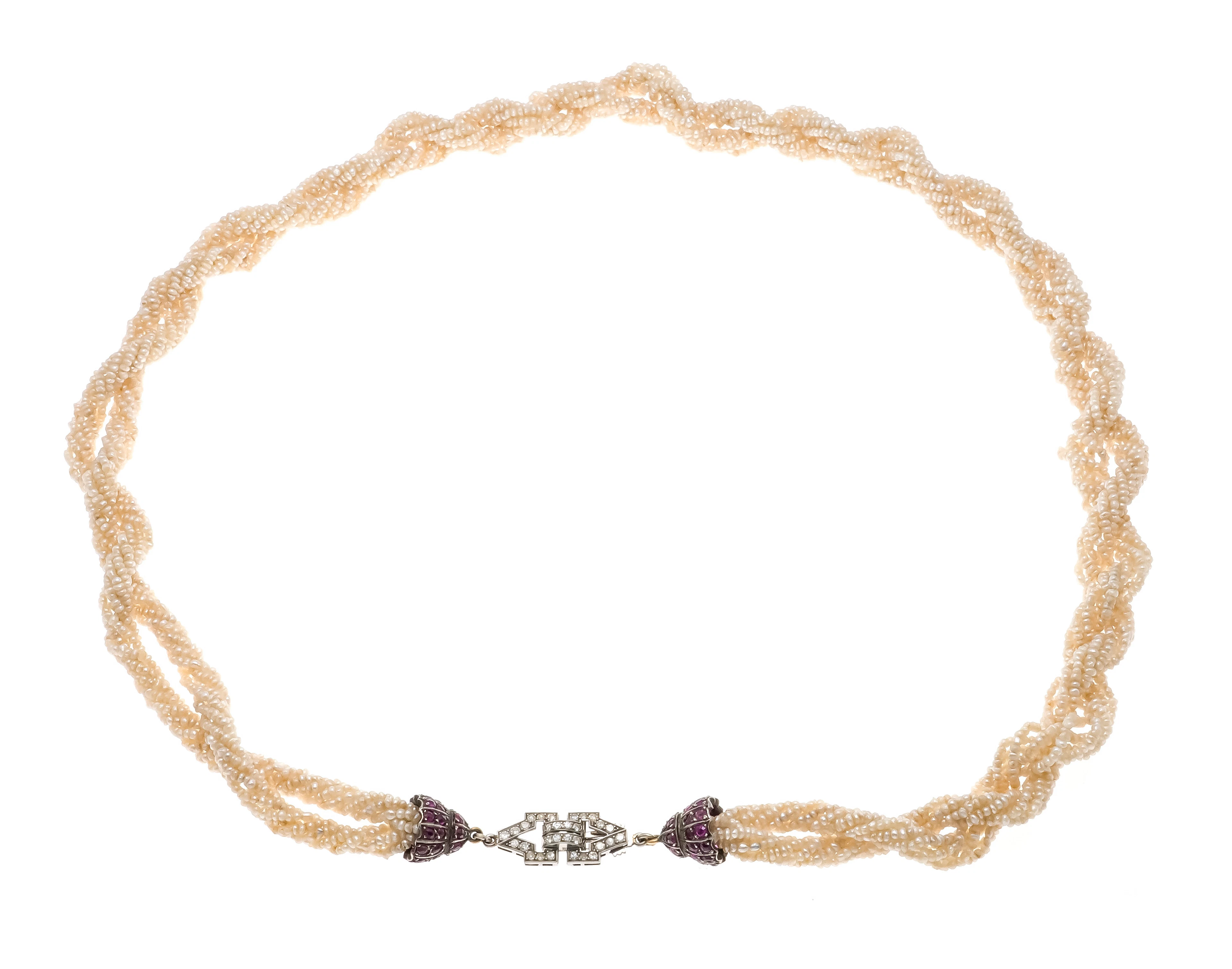 Saatperlen-Collier mit Steckschli