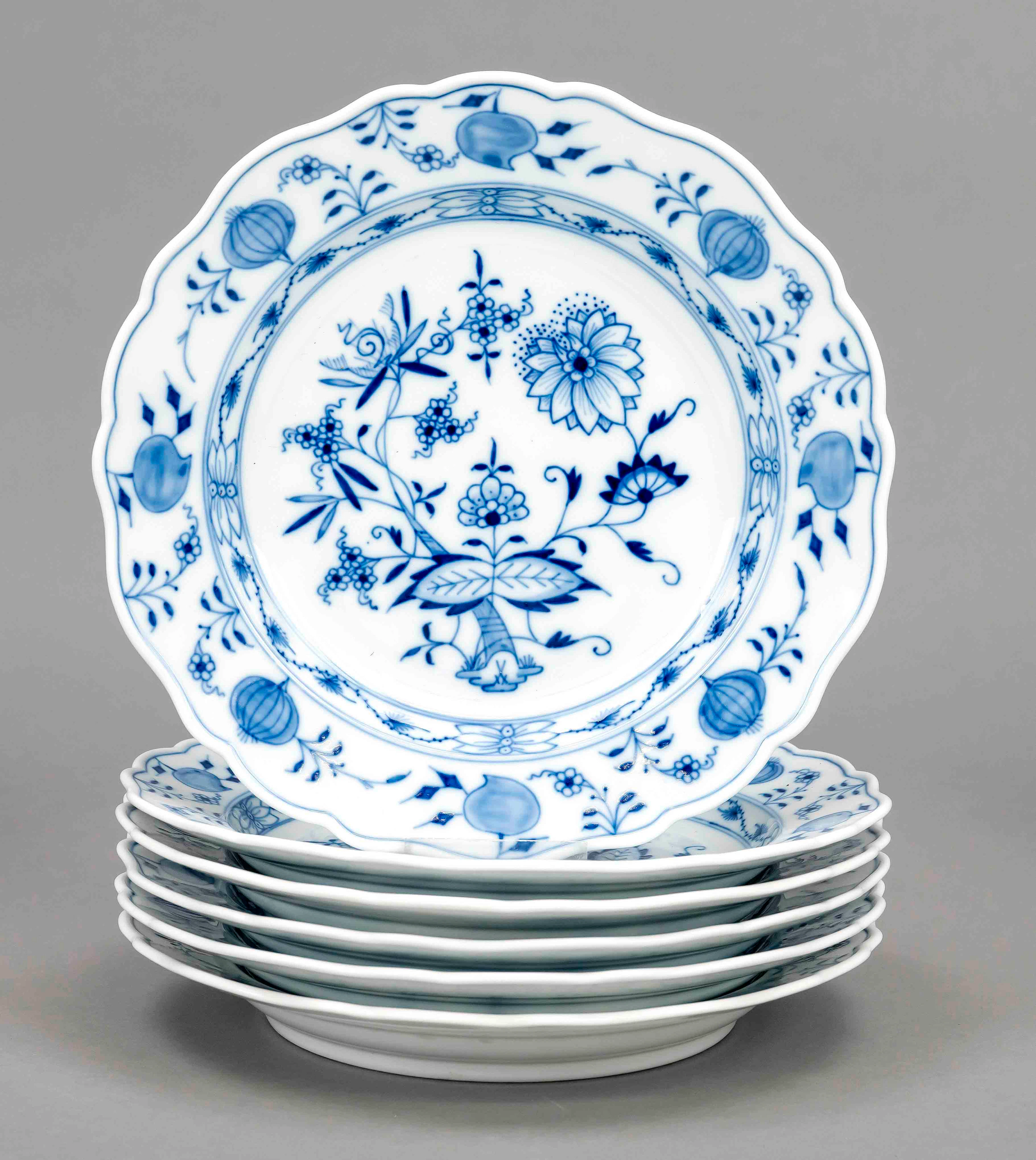 6 flache Teller, Meissen, Marke n