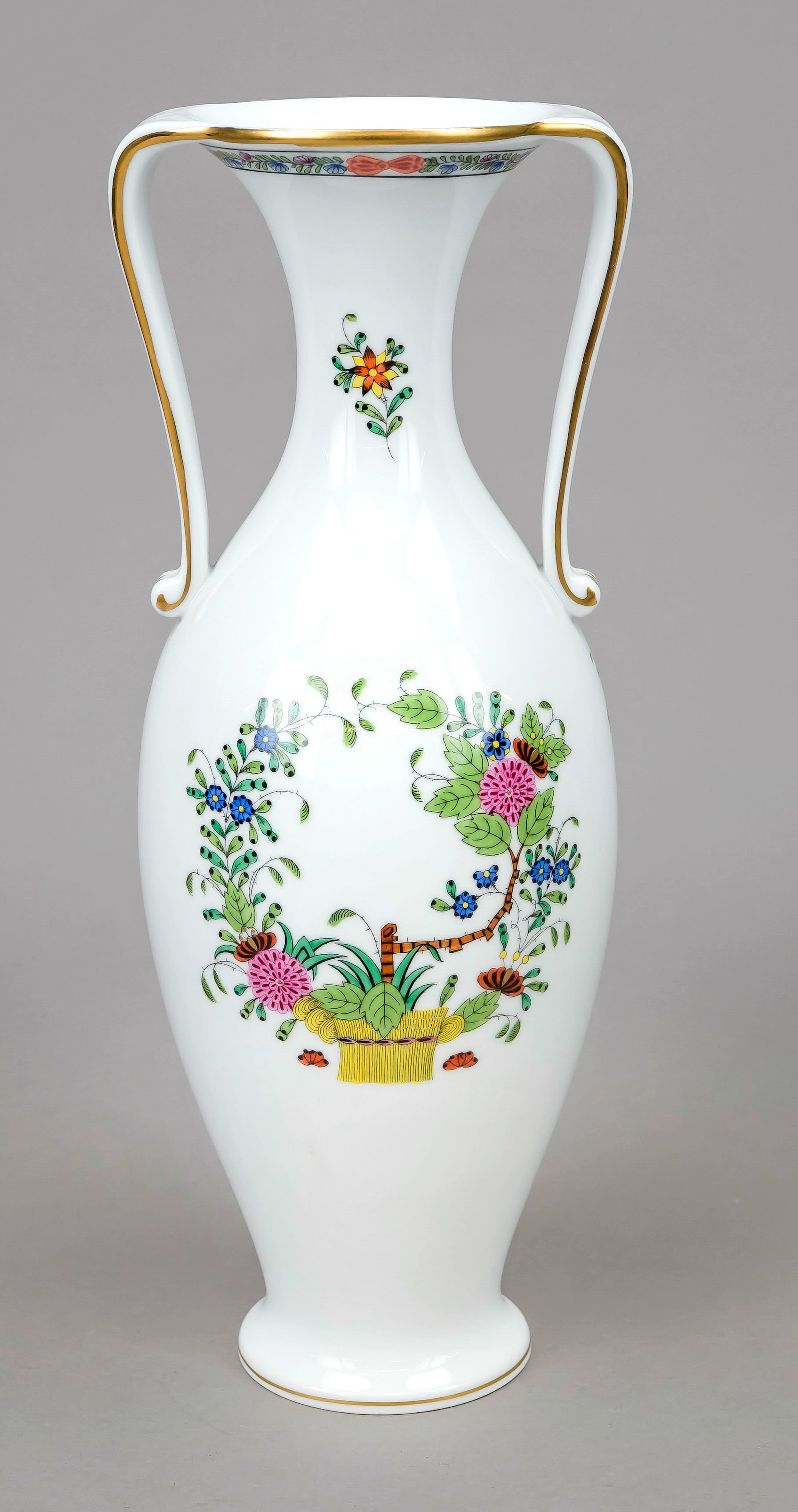 Hohe Henkelvase, Herend, 20. Jh.