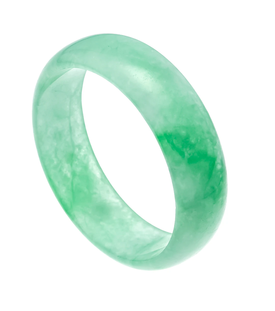 Schwerer Jade-Armreif, grün-weiß
