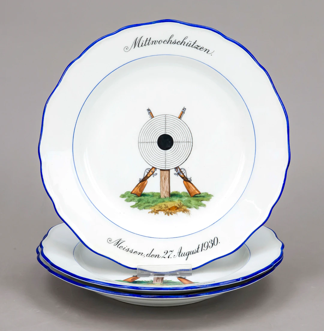 Drei Schützenteller, Meissen, 1x