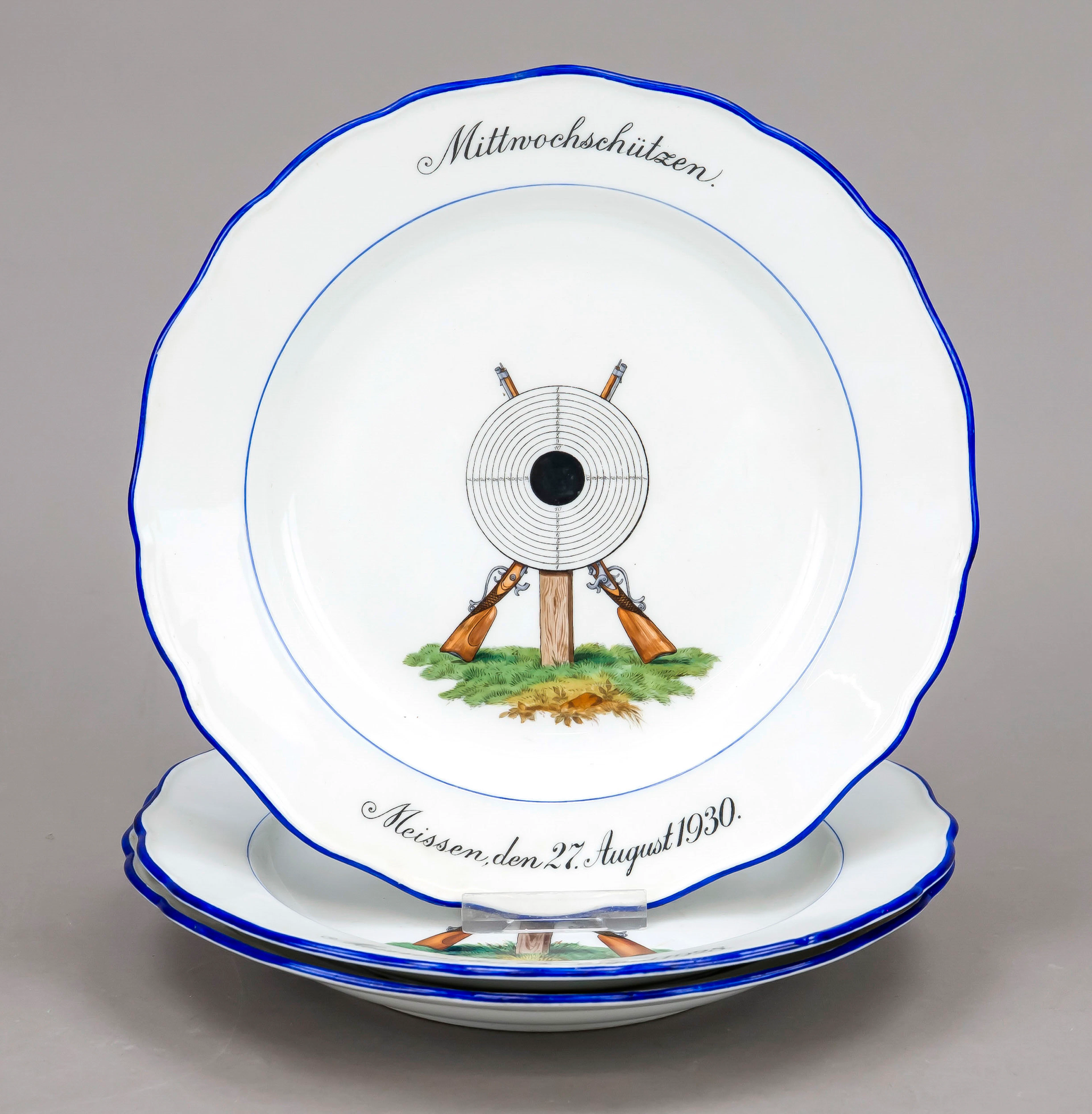 Drei Schützenteller, Meissen, 1x