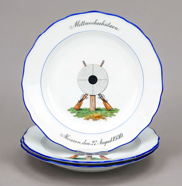 Drei Schützenteller, Meissen, 1x
