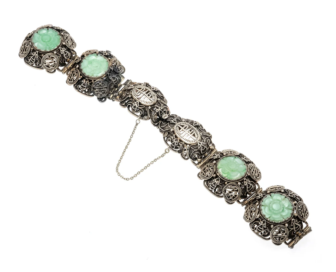 Defektes Jade-Armband Silber, tei
