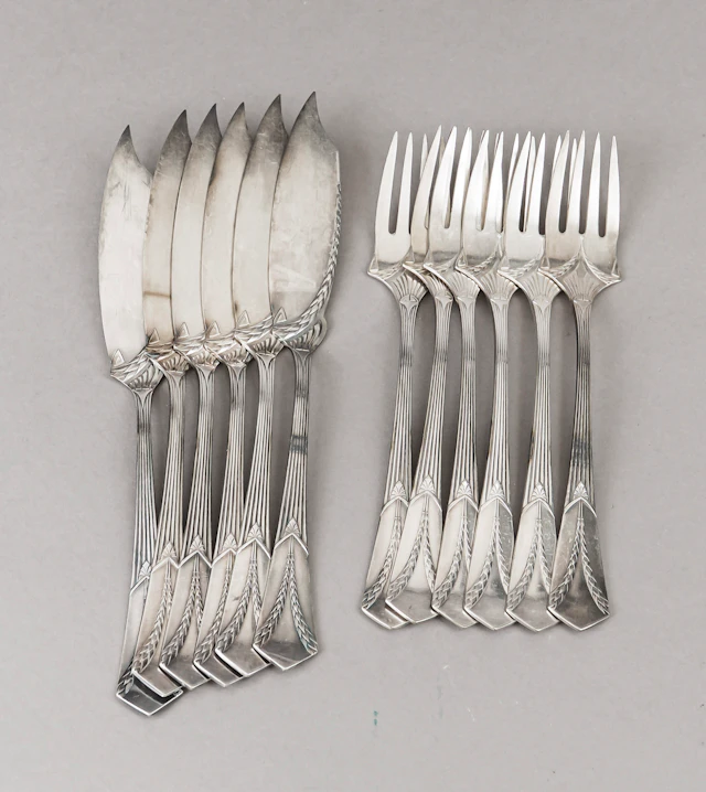 Fischbesteck für sechs Personen