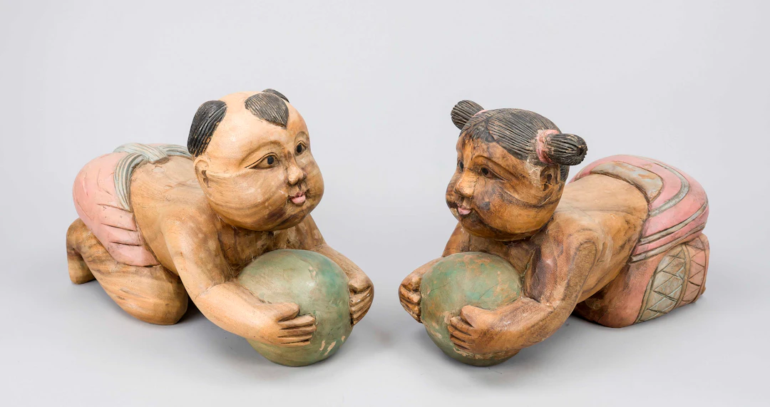 Paar Kopfkissenfiguren, China, 20