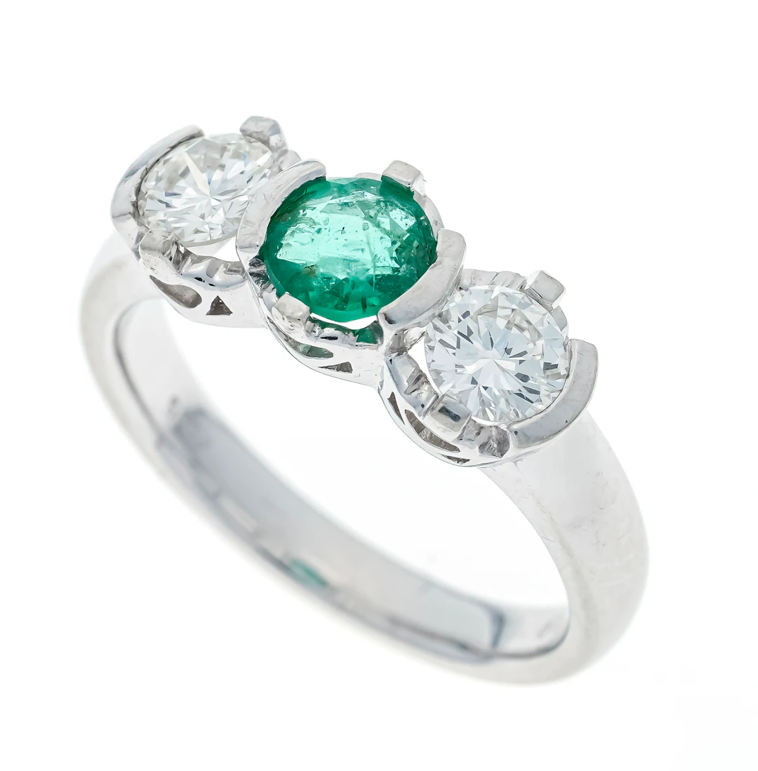 Smaragd-Brillant Riviére-Ring WG
