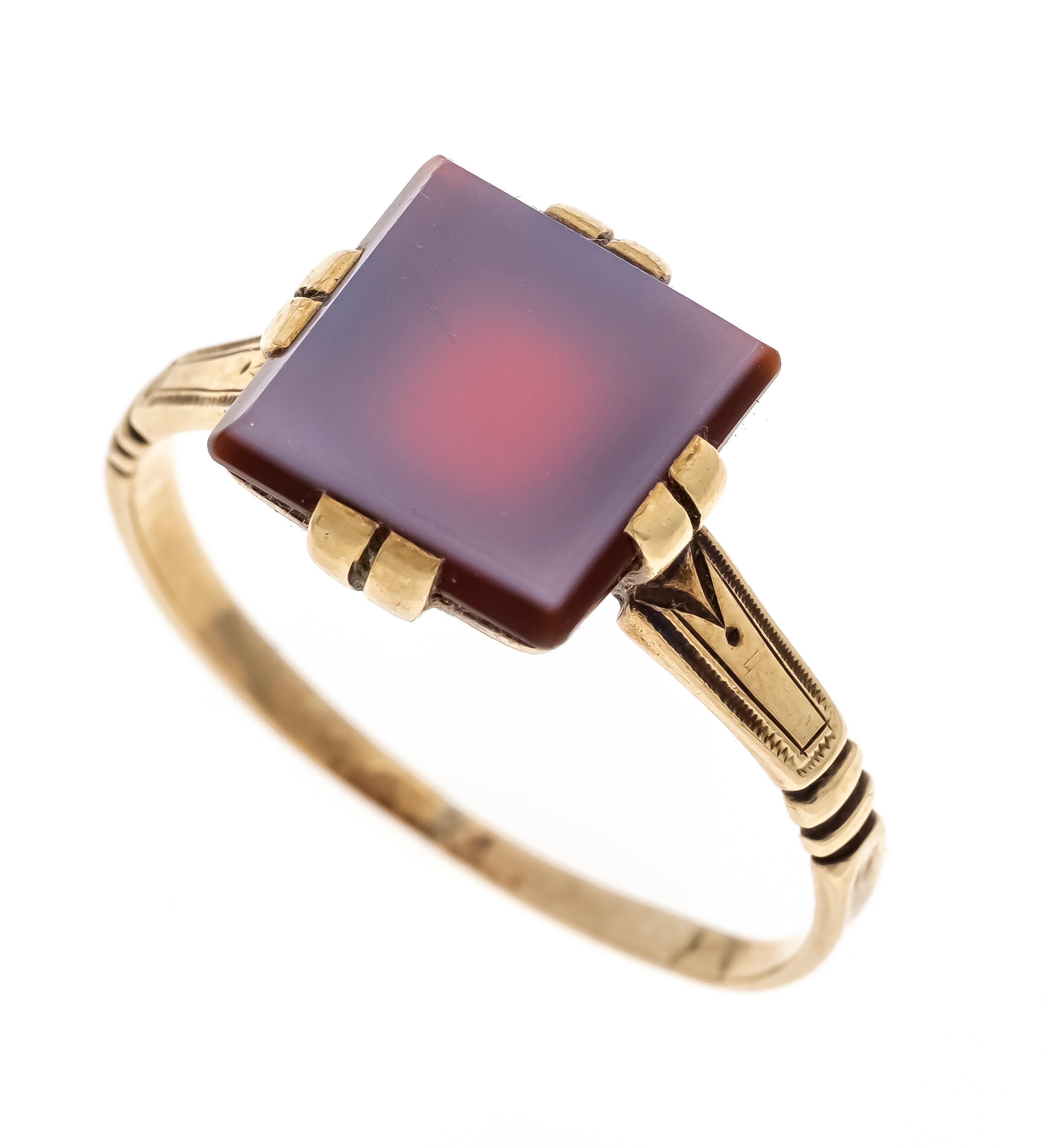 Karneol-Ring GG 585/000 mit einer qu