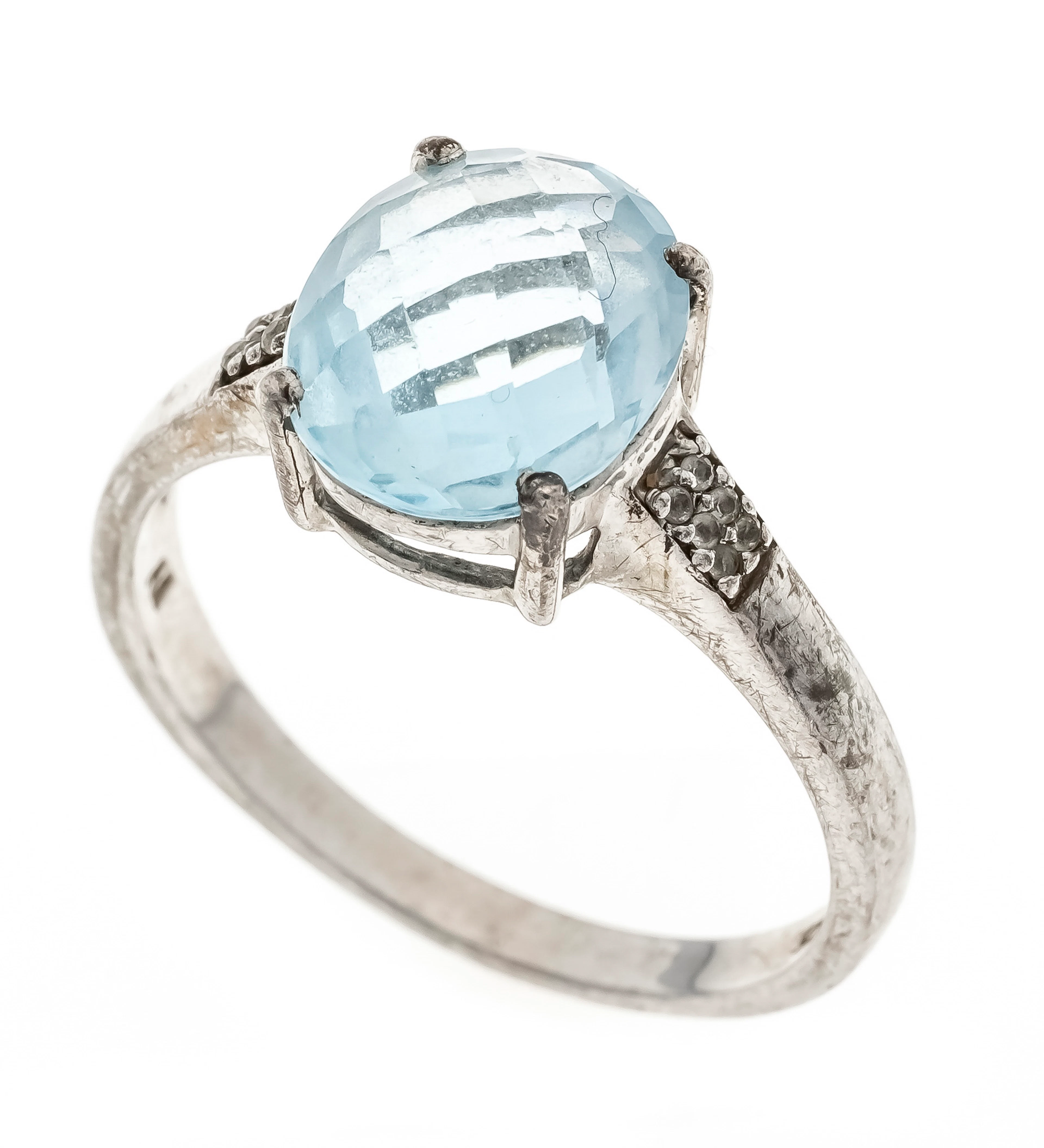 Harry Ivens Blautopas-Ring Silber