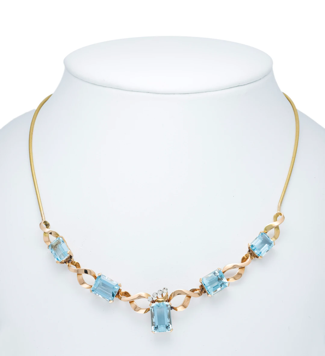 Aquamarin-Diamant-Collier GG/RG 5
