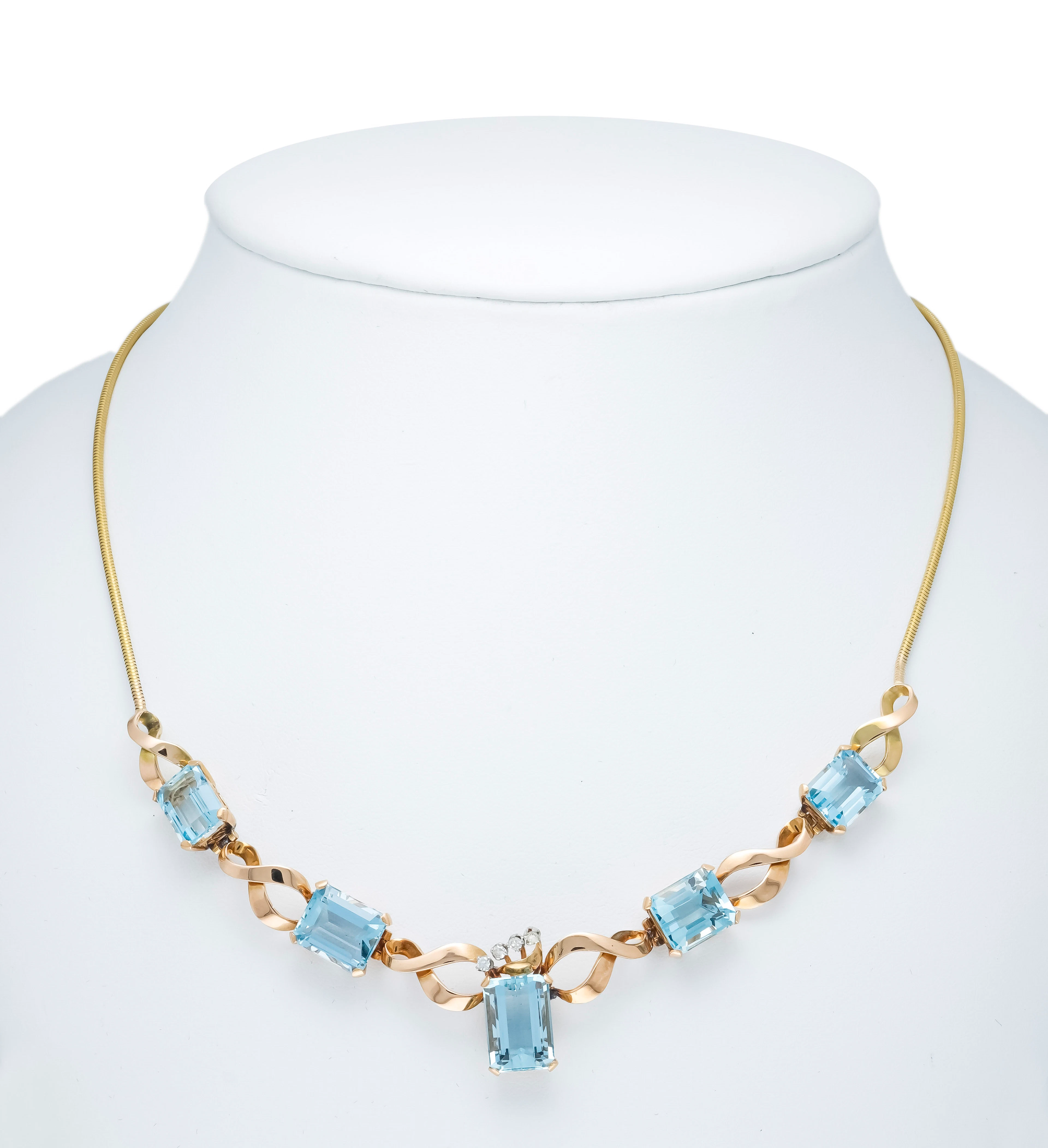 Aquamarin-Diamant-Collier GG/RG 5