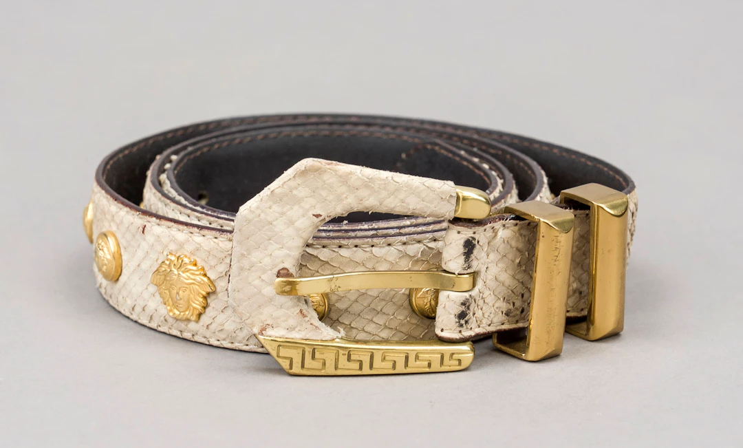 Versace, Gürtel, hellgraues Repti