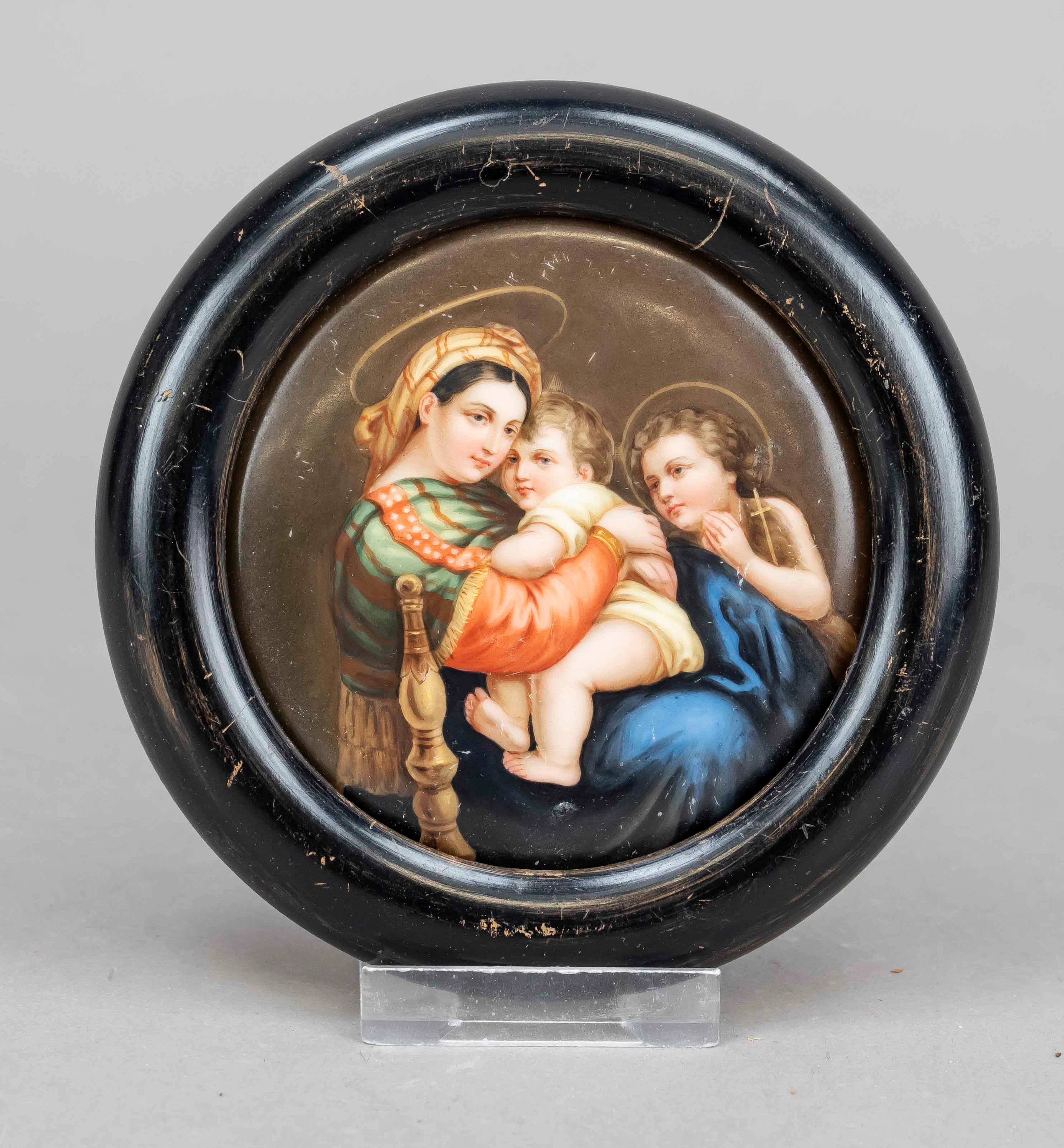 Bildtondo, 19. Jh., polychrome Mi