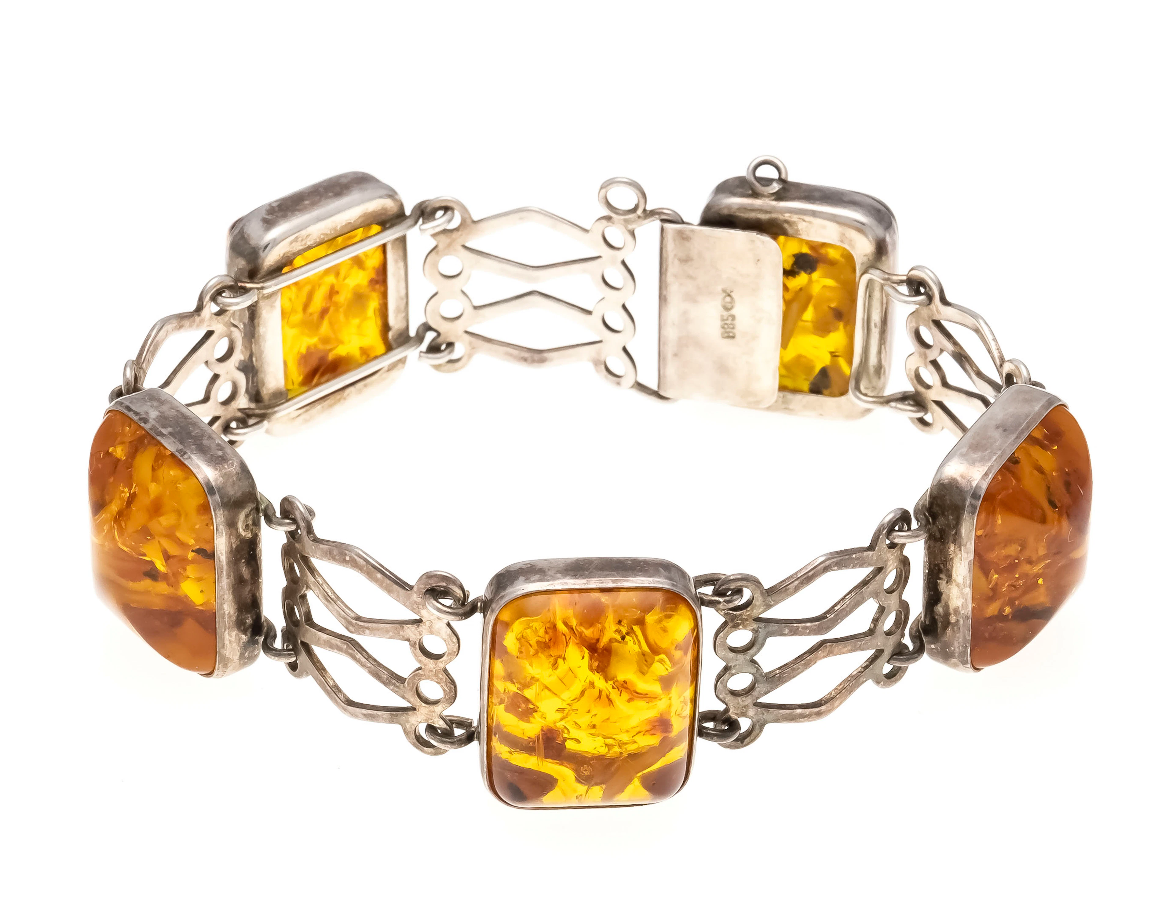 Fischland Bernstein-Armband Silbe