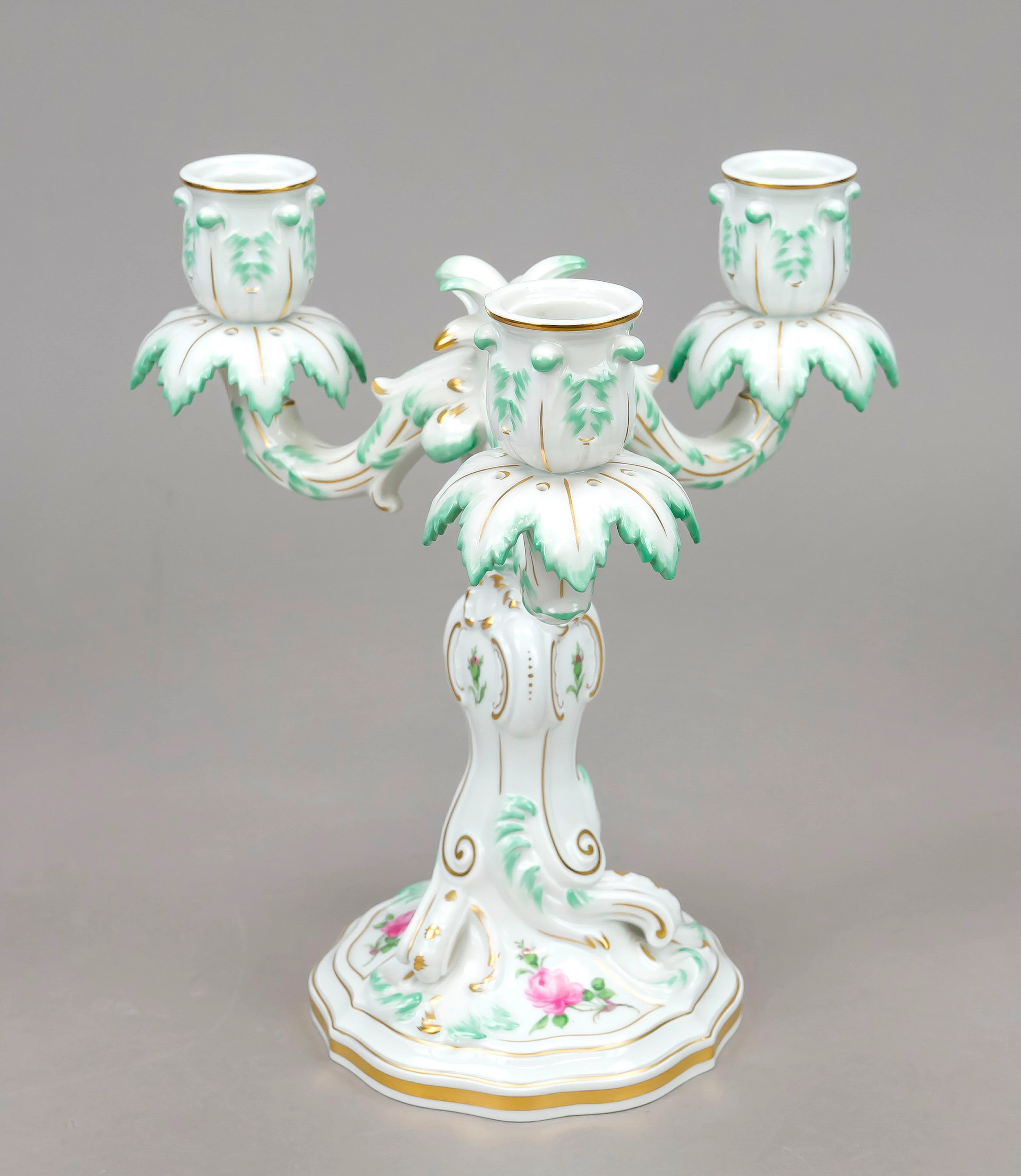 Leuchter, 3-flammig, Meissen, nac