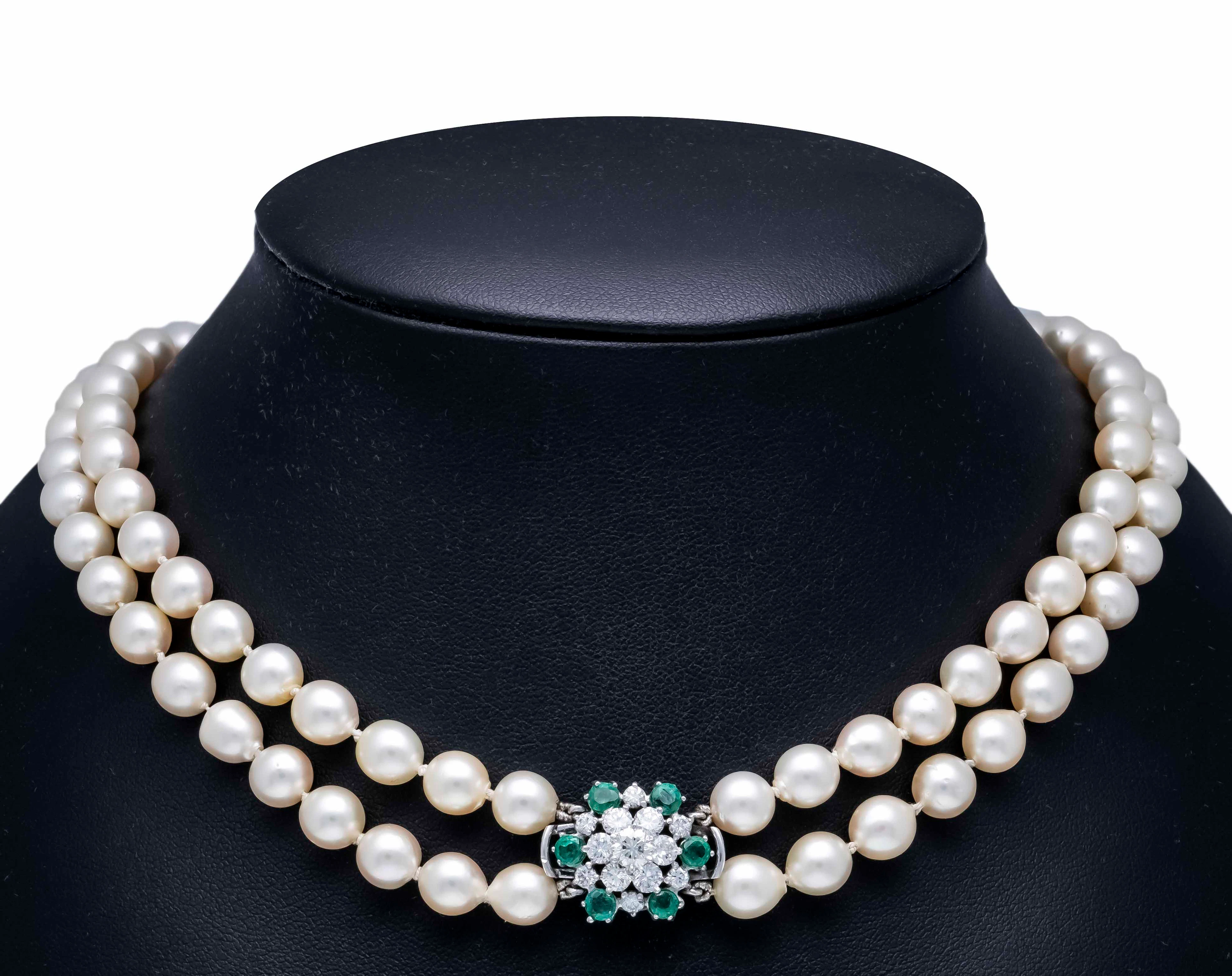 2-reihiges Akoya-Collier mit Kast