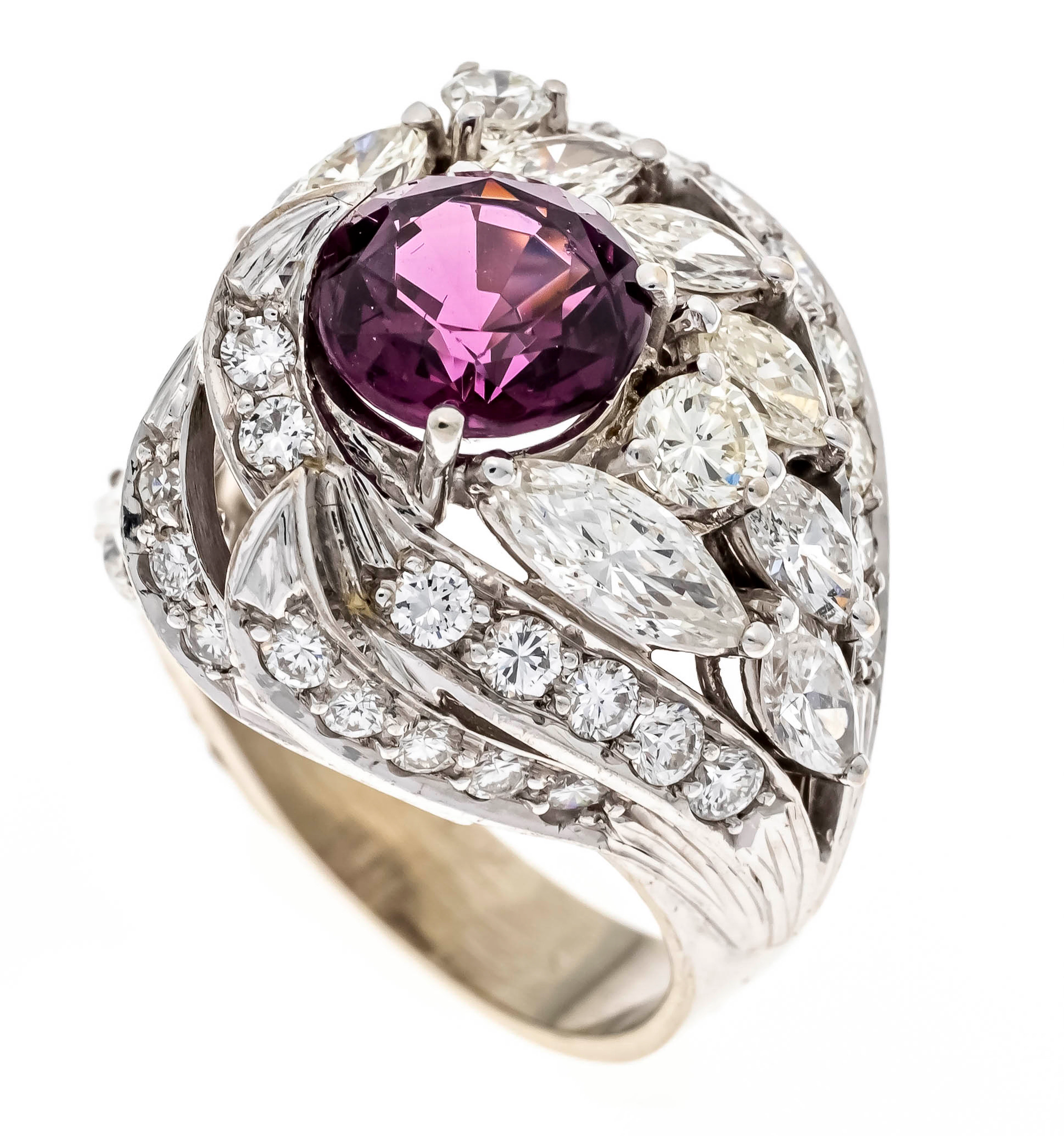 Rhodolith-Brillant-Ring WG 750/00