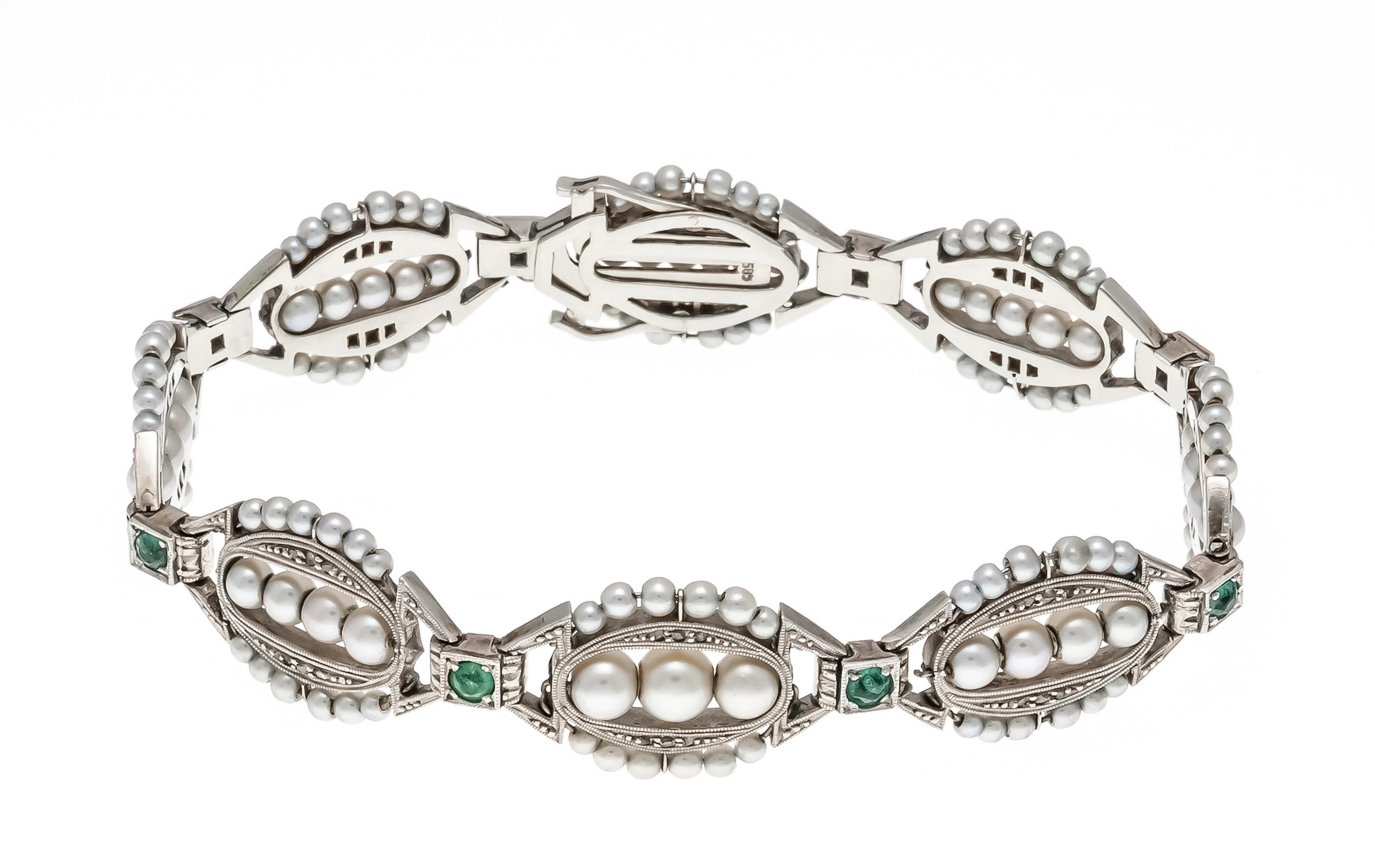 Art Déco Perlen-Smaragd-Armband W
