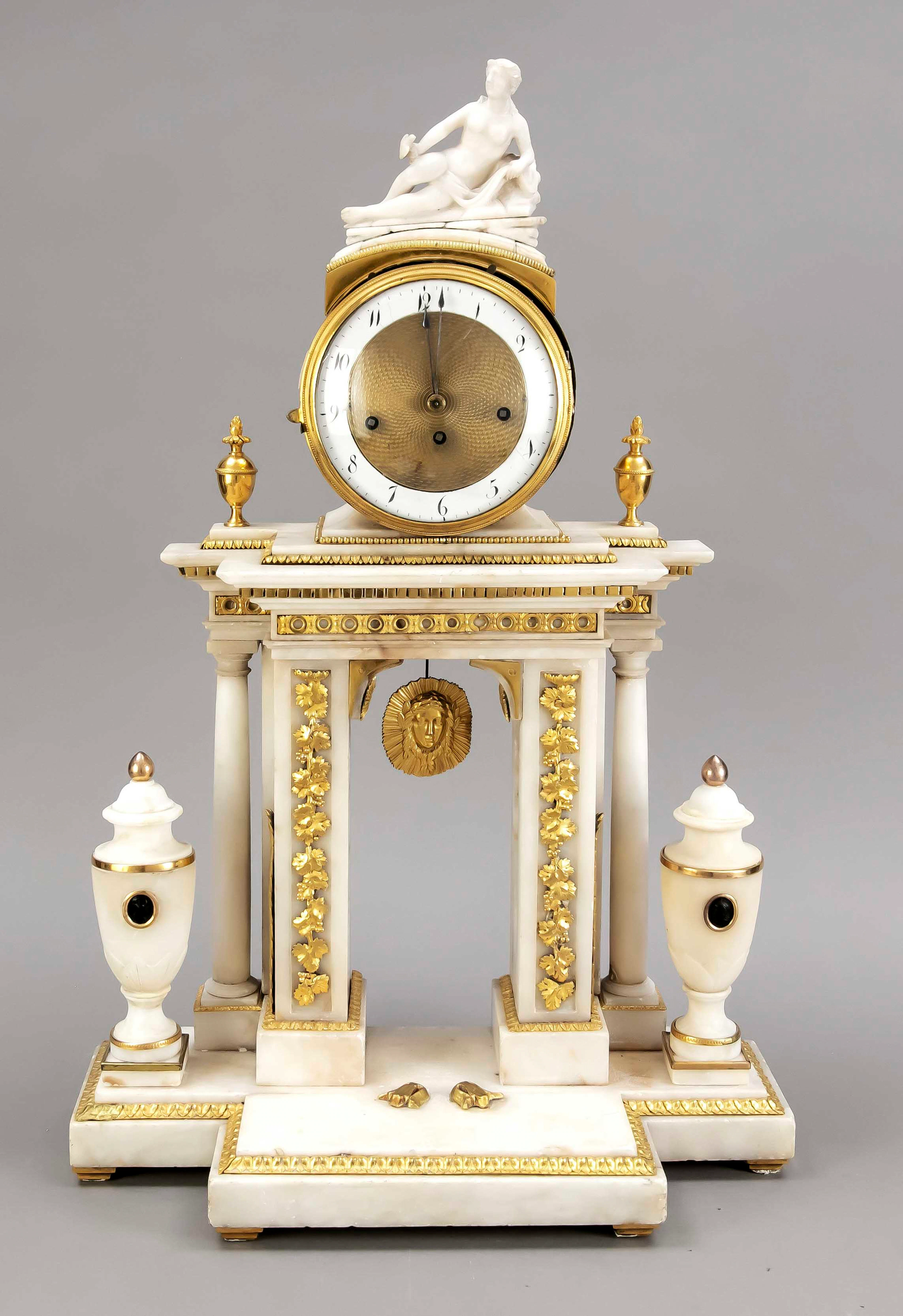 Louis XVI Portaluhr, Alabaster Bronz