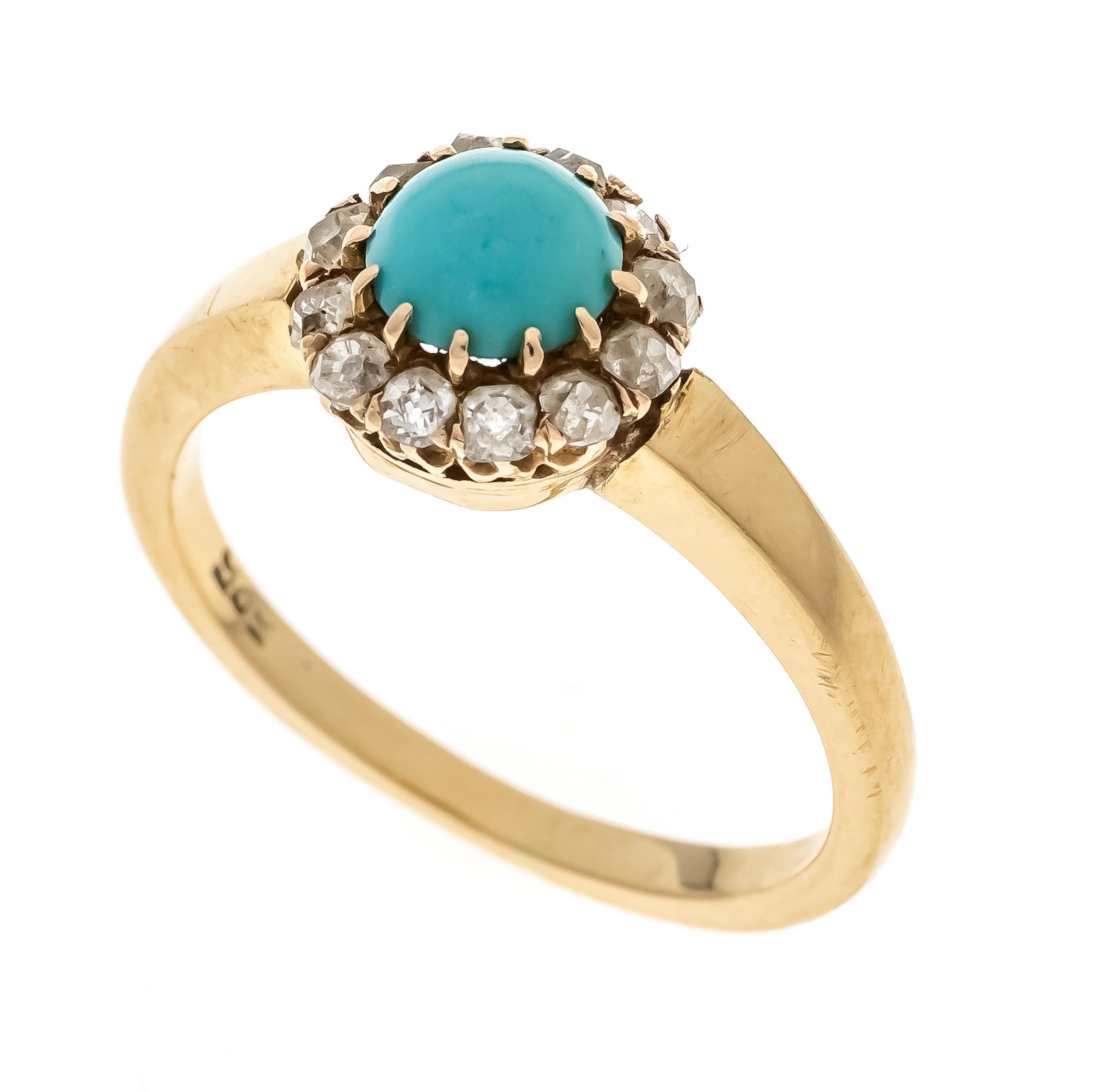 Türkis-Diamant-Ring GG 585/000 mit