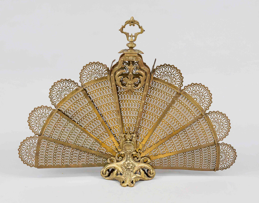 Kaminschirm, 19./20. Jh., Bronze/