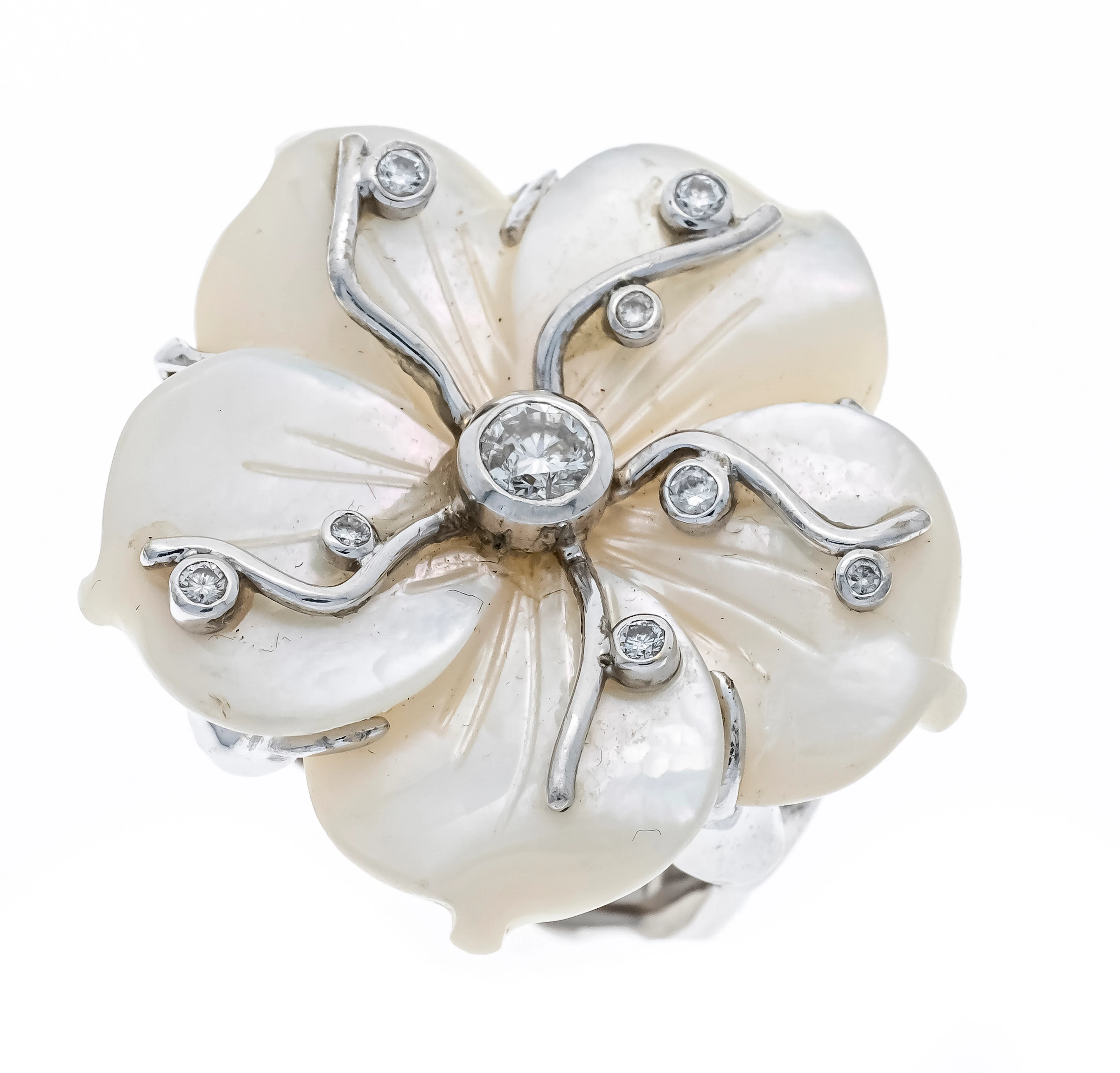 Floraler Perlmutt-Brillant-Ring W