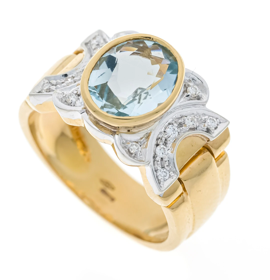 Aquamarin-Diamant-Ring GG/WG 750/