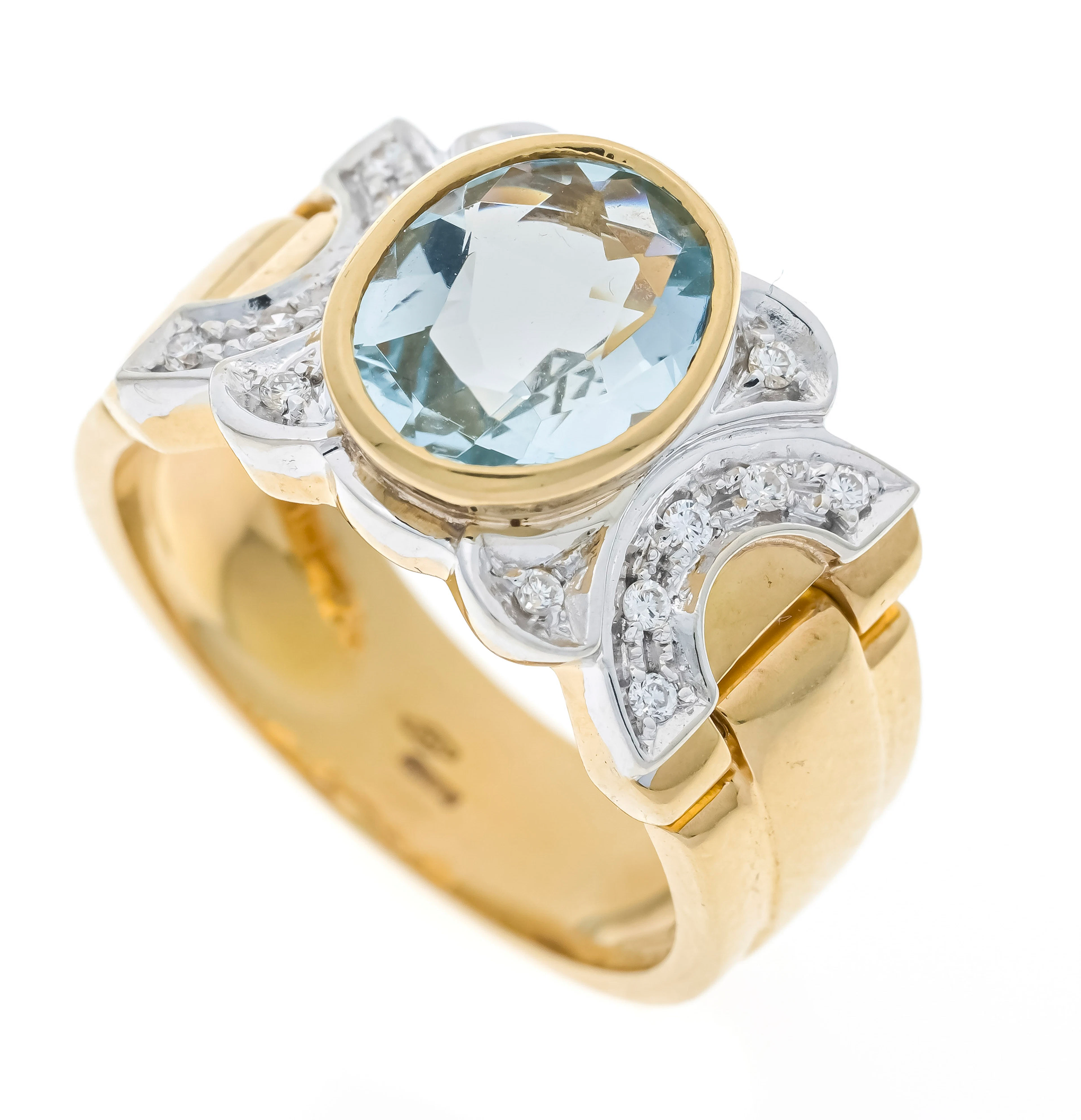 Aquamarin-Diamant-Ring GG/WG 750/