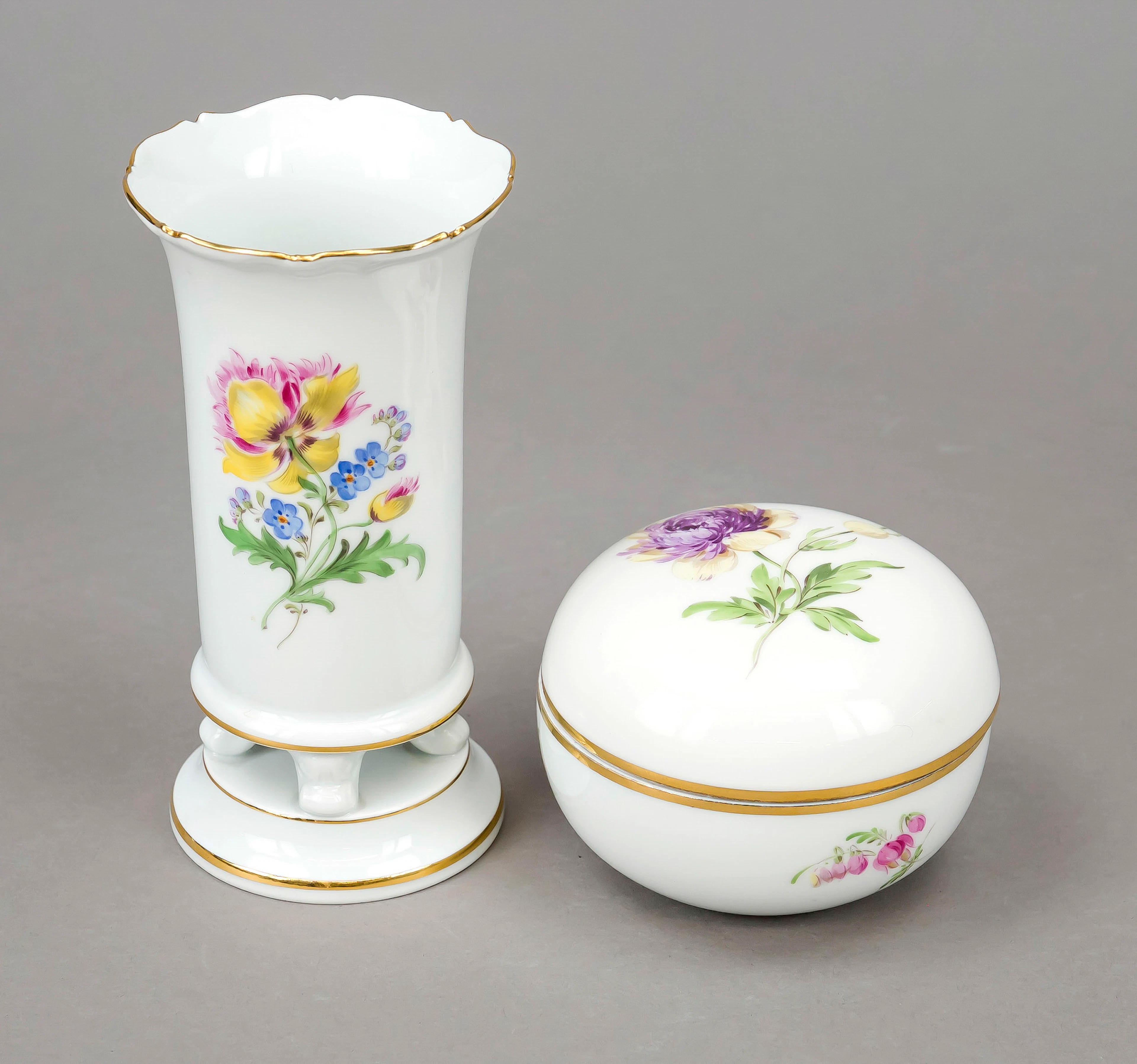 Vase und Deckeldose, Meissen, 19.