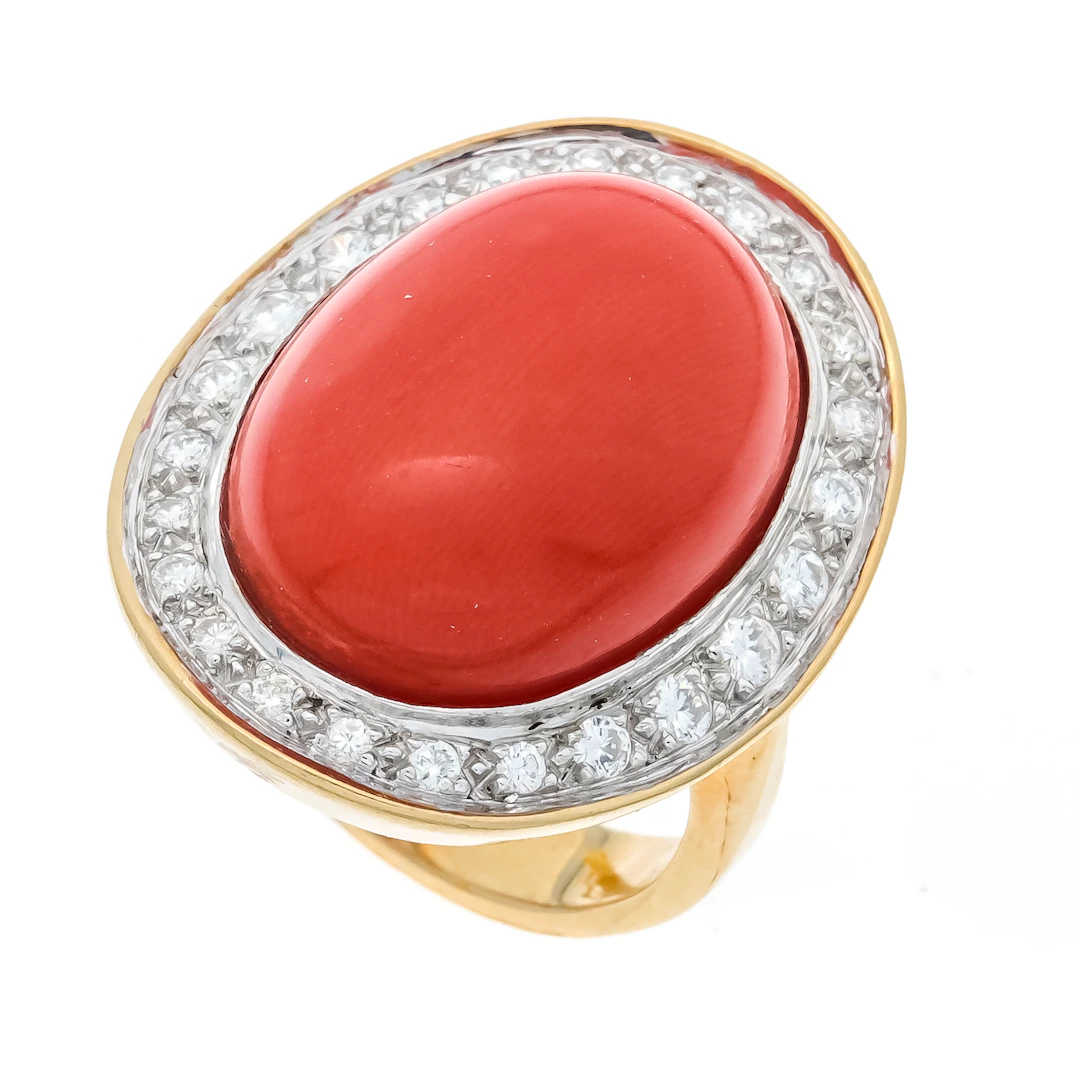 Korallen-Brillant-Ring GG/WG 750/