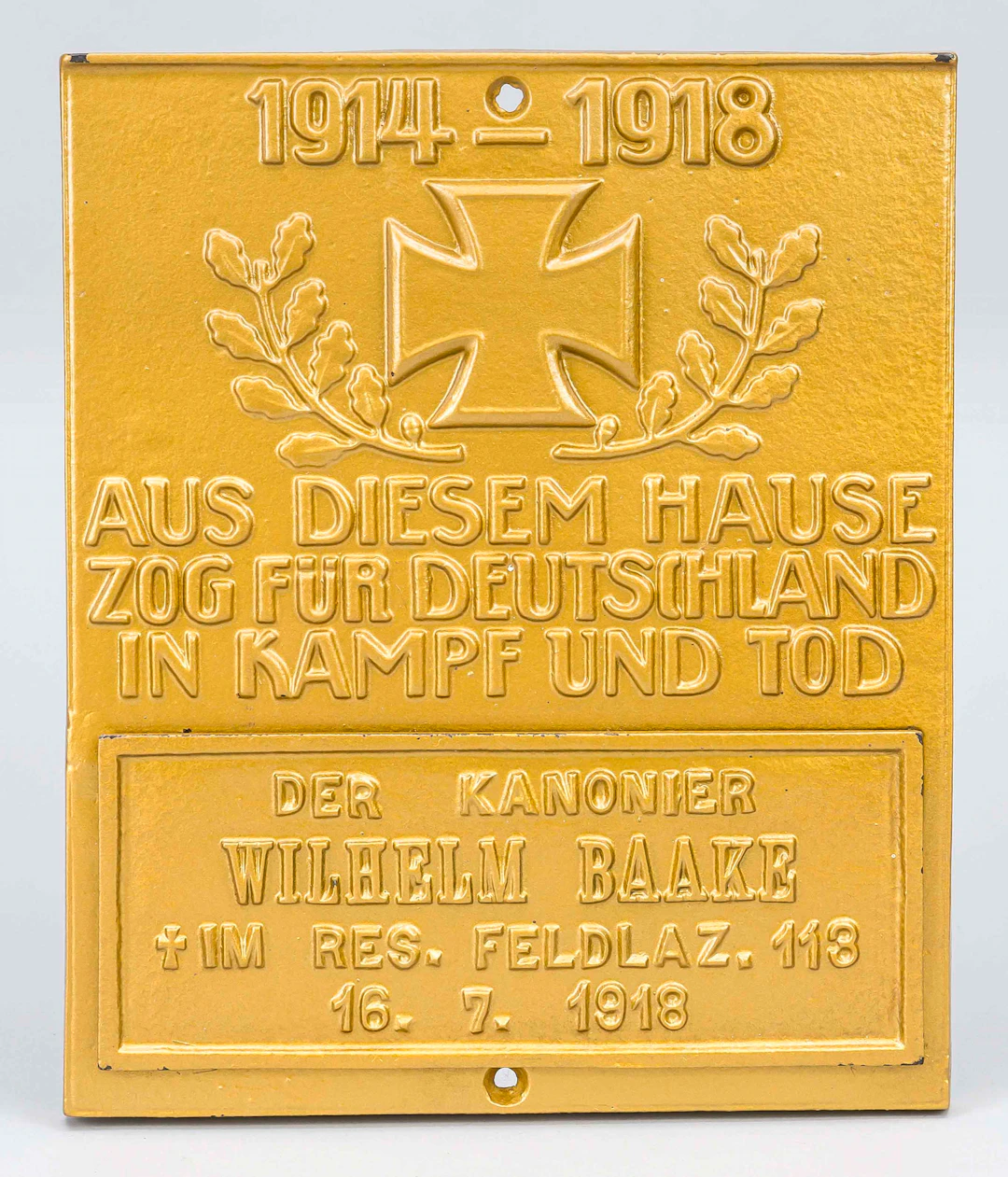 Gedenktafel für gefallenen Soldat