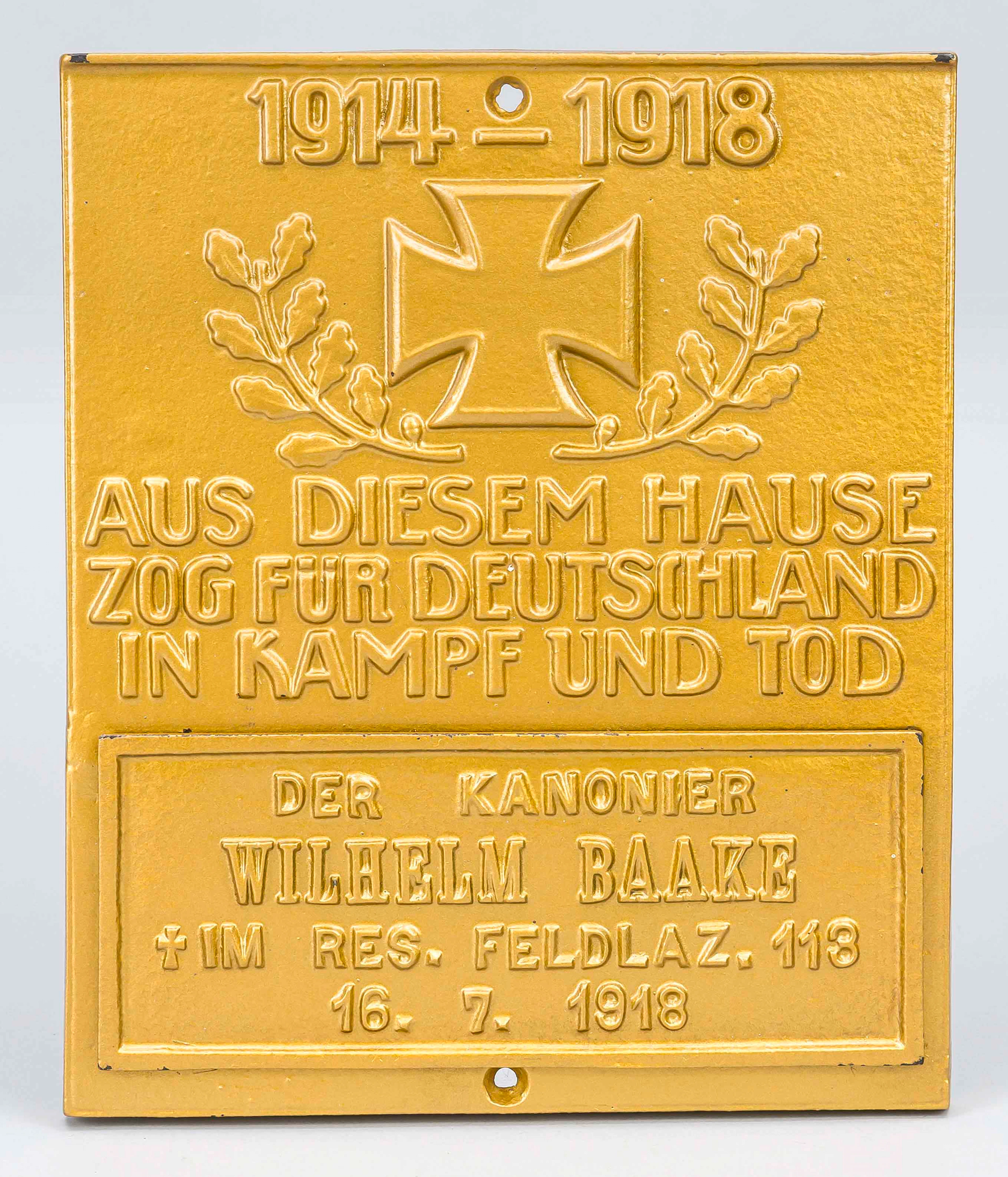 Gedenktafel für gefallenen Soldat