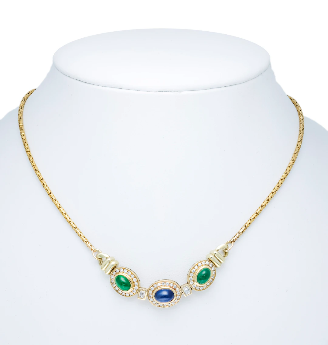 Smaragd-Saphir-Brillant-Collier G