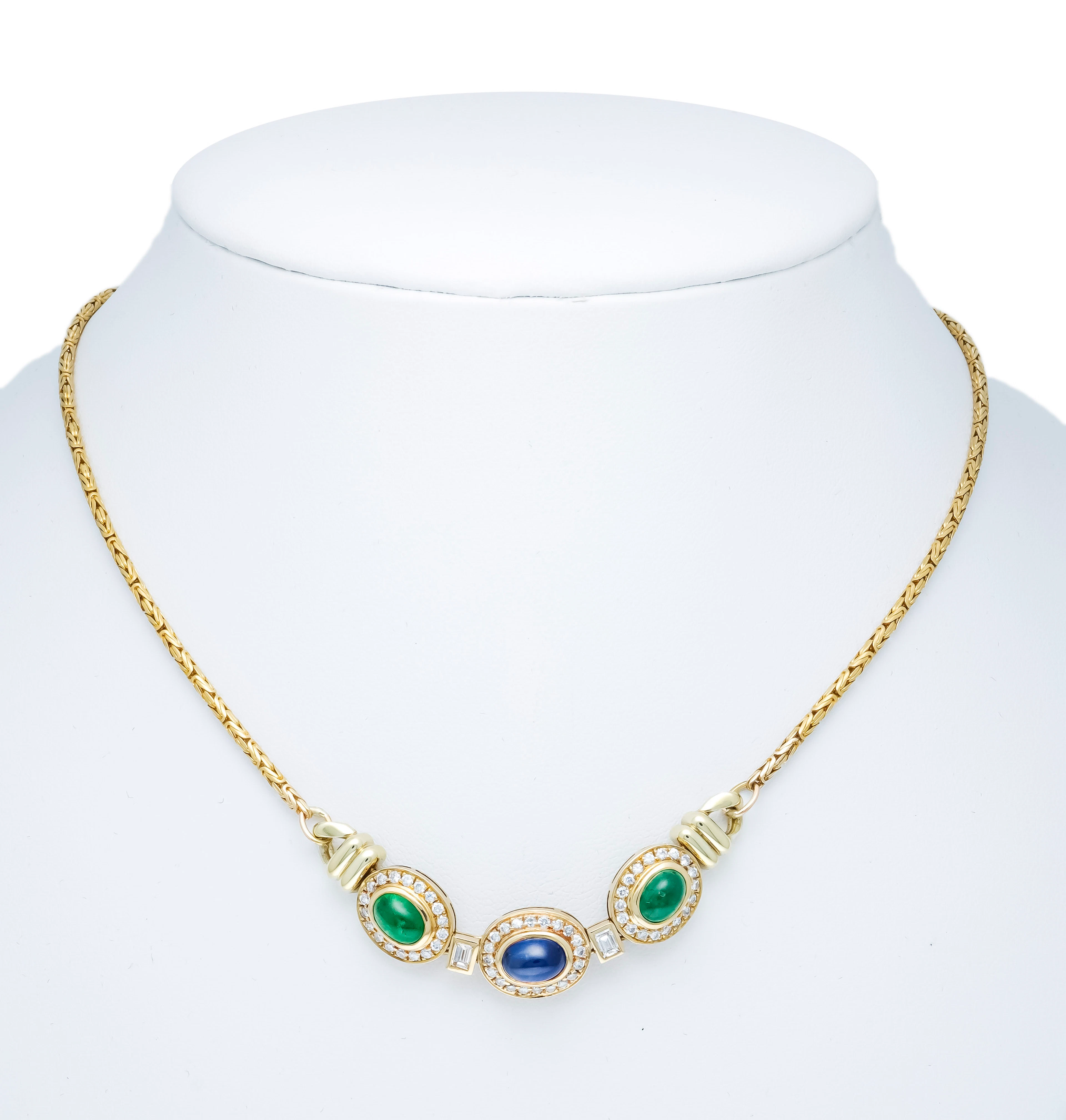 Smaragd-Saphir-Brillant-Collier G