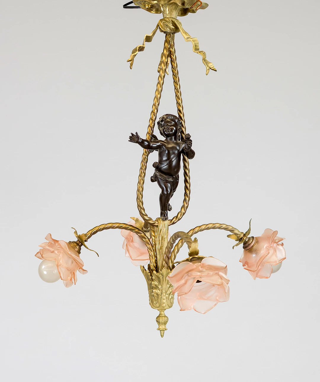 Hängelampe, Ende 19. Jh., Bronze/