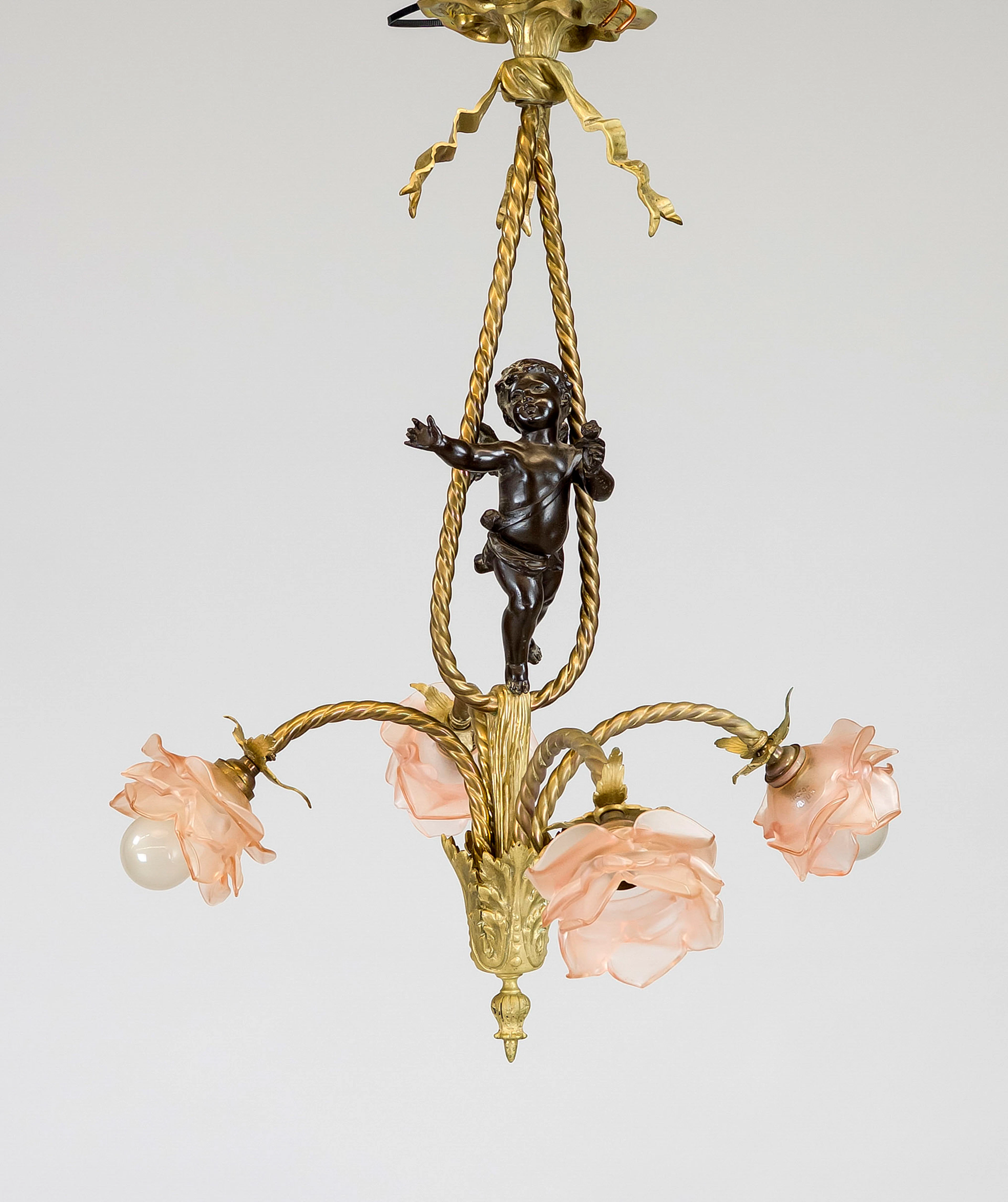 Hängelampe, Ende 19. Jh., Bronze/