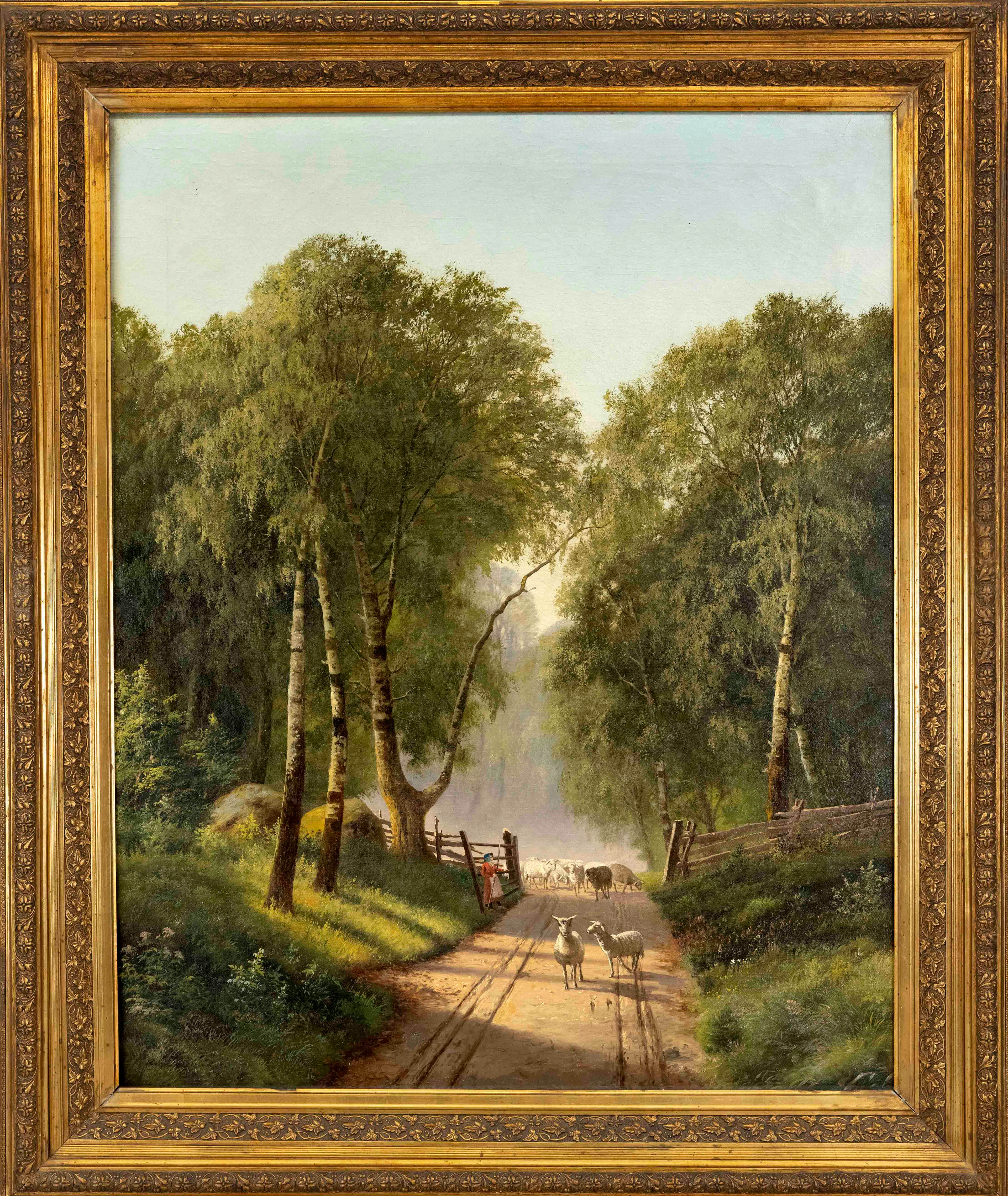 Maler des 19.Jhdt. Schafherde auf