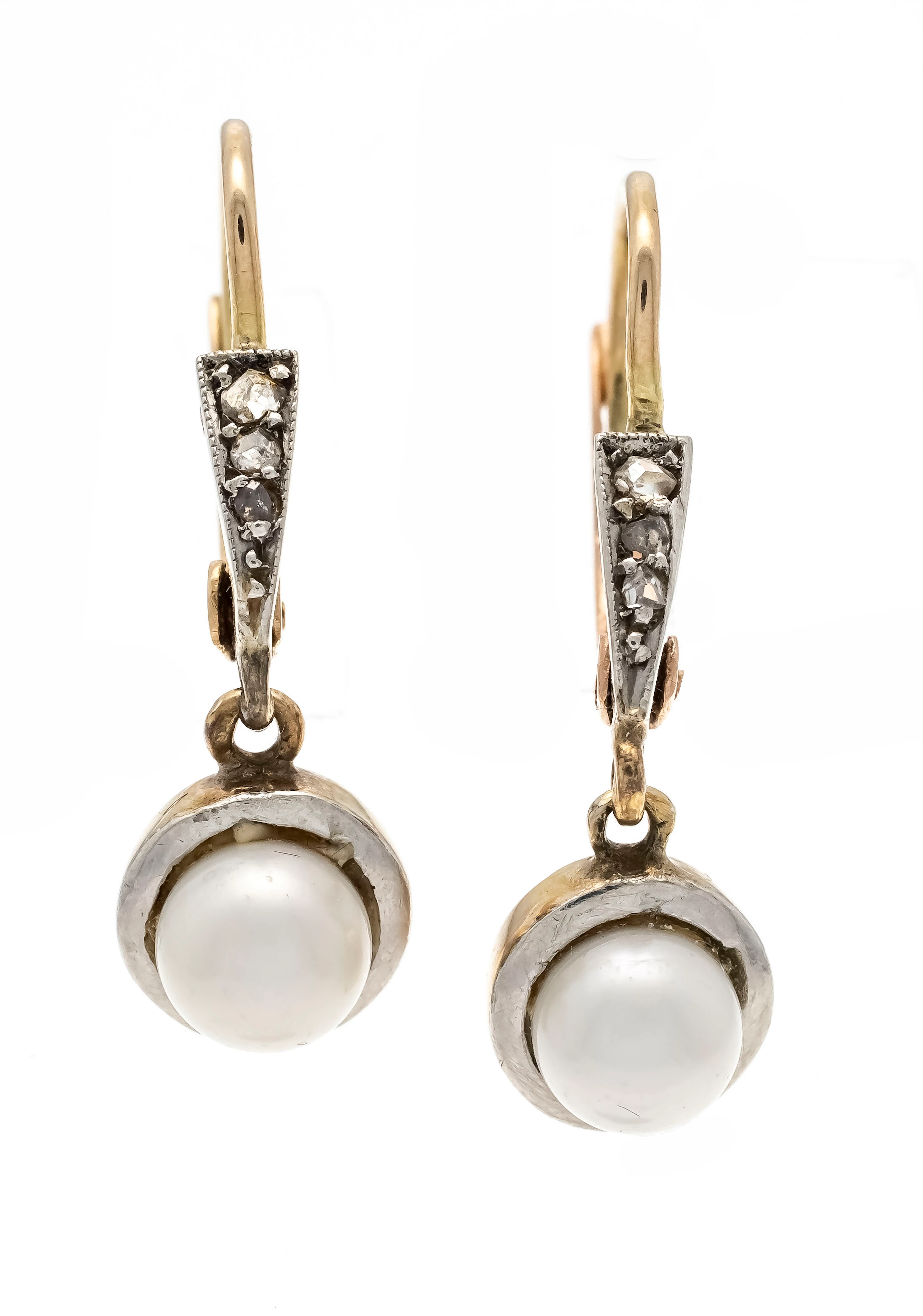 Perlen-Diamant-Ohrringe GG/WG 585/