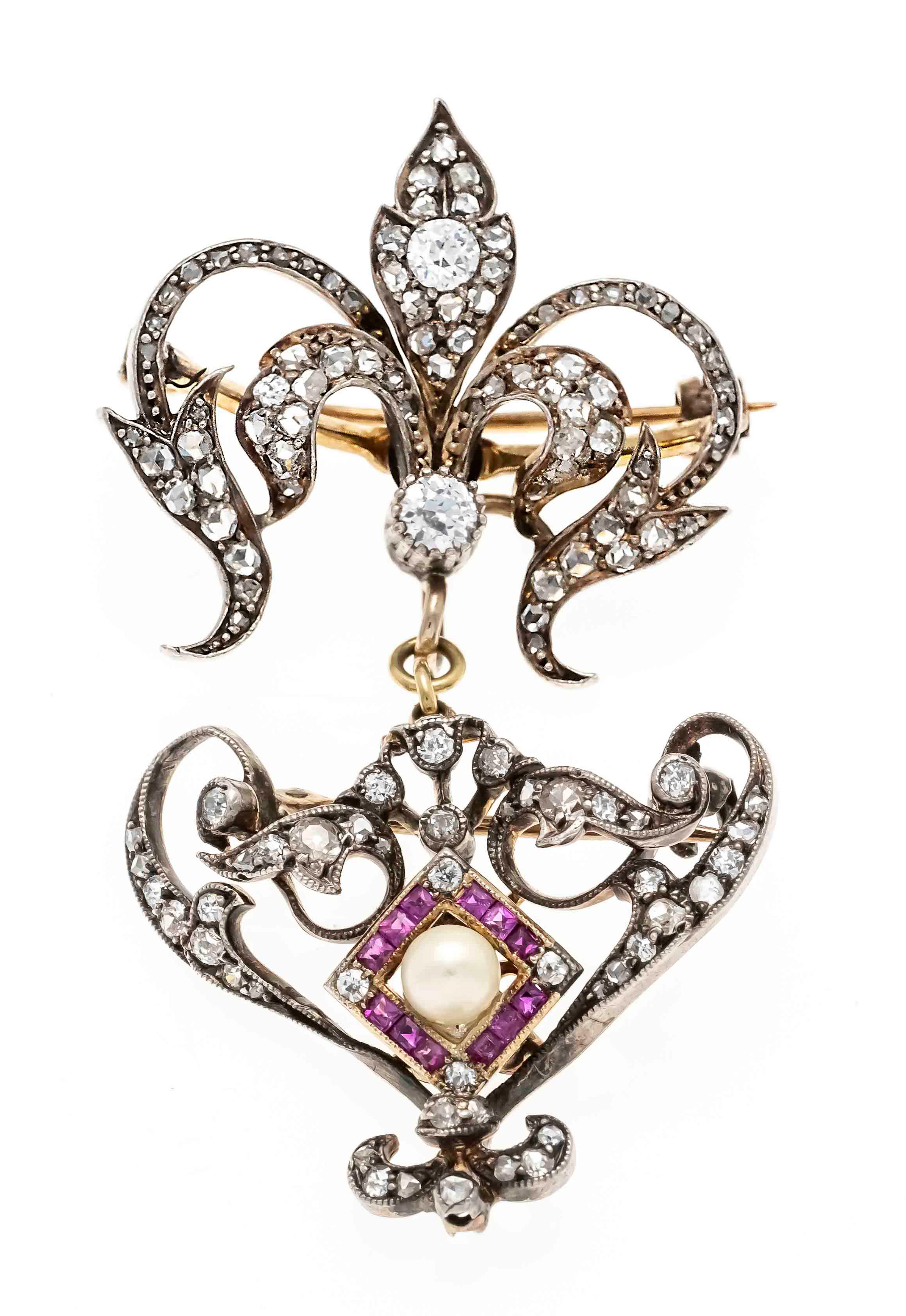 Zweiteilige Perlen-Diamant-Rubin-B