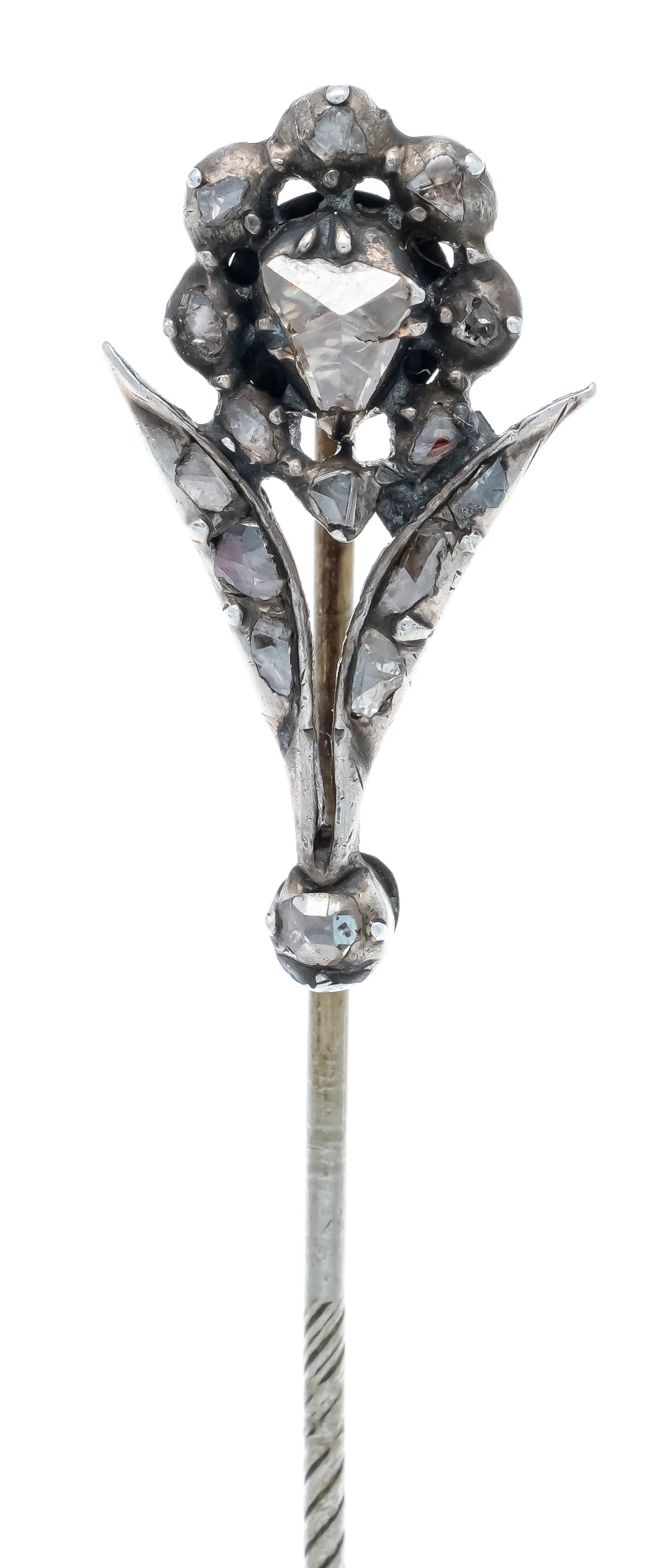 Florale Anstecknadel Silber, mit