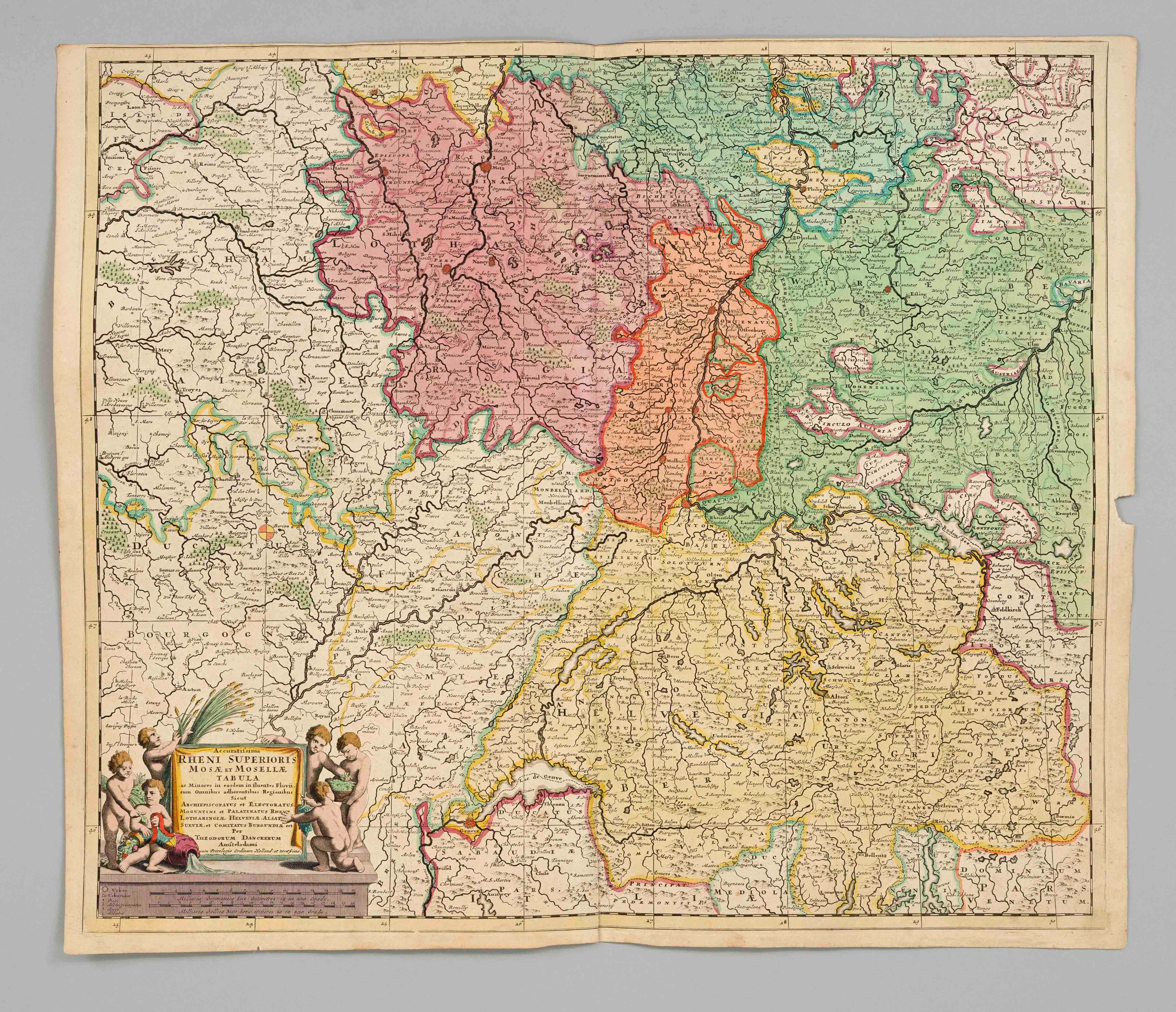 Historische Karte des oberen Rhei
