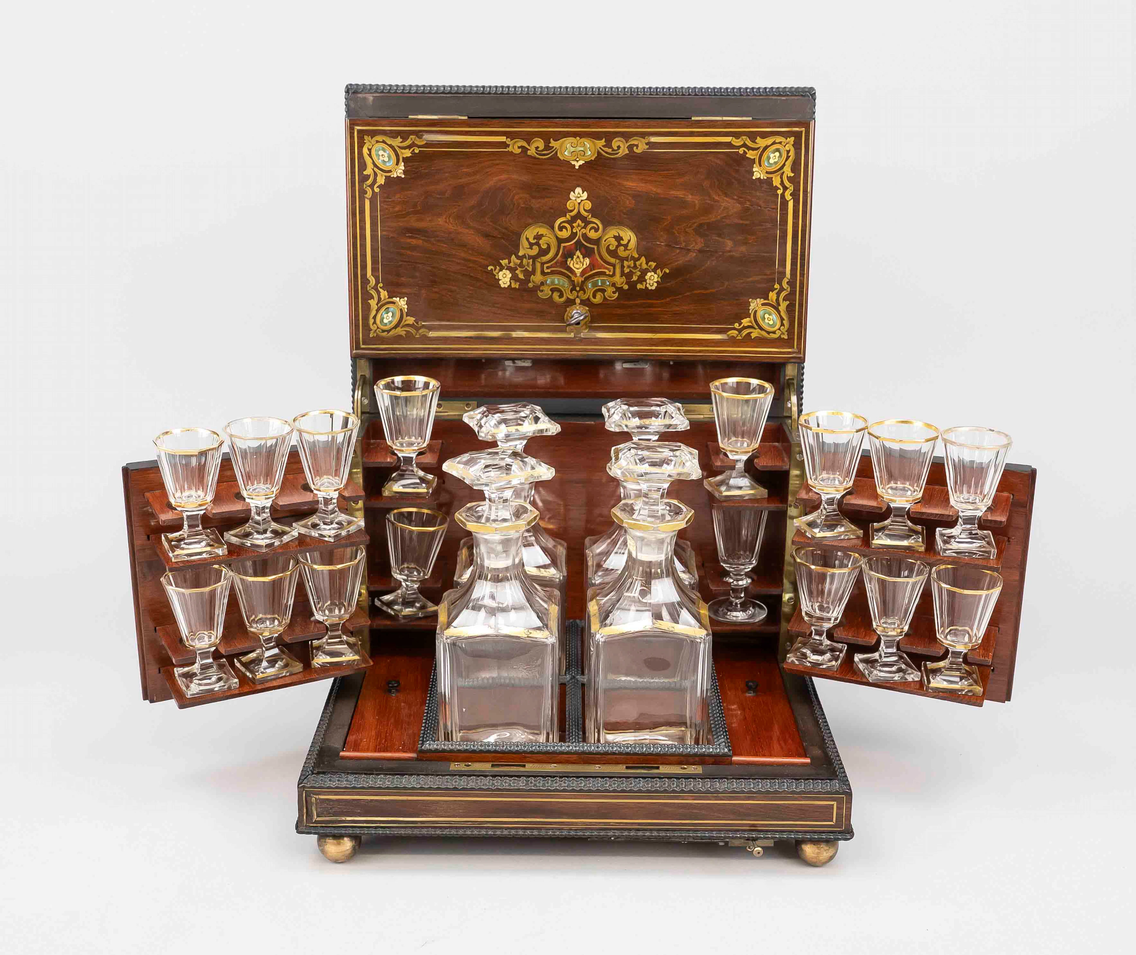 Reisebar Tantalus mit Boulle-Markete