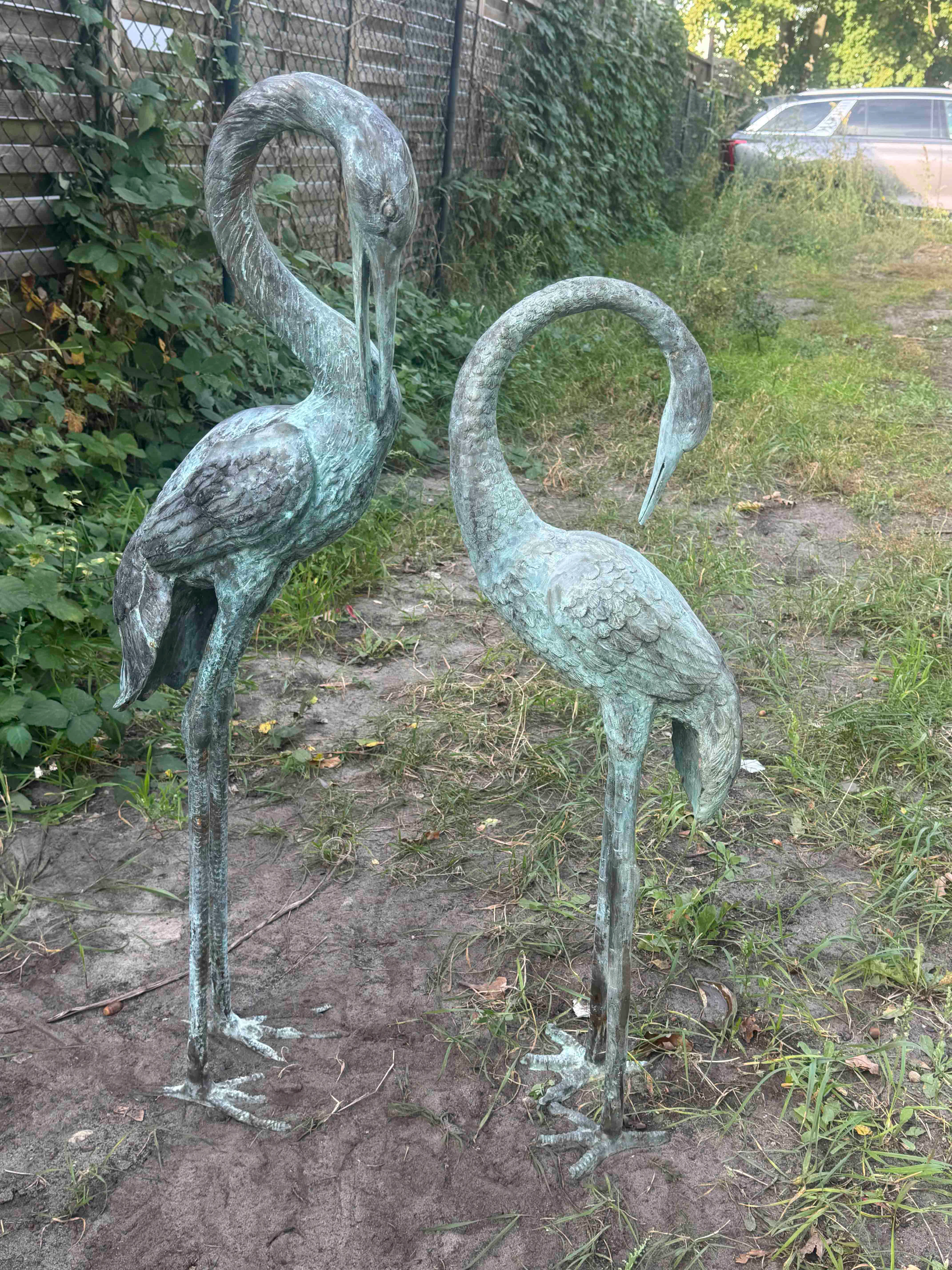 2 Gartenfiguren Kraniche, 21. Jh.