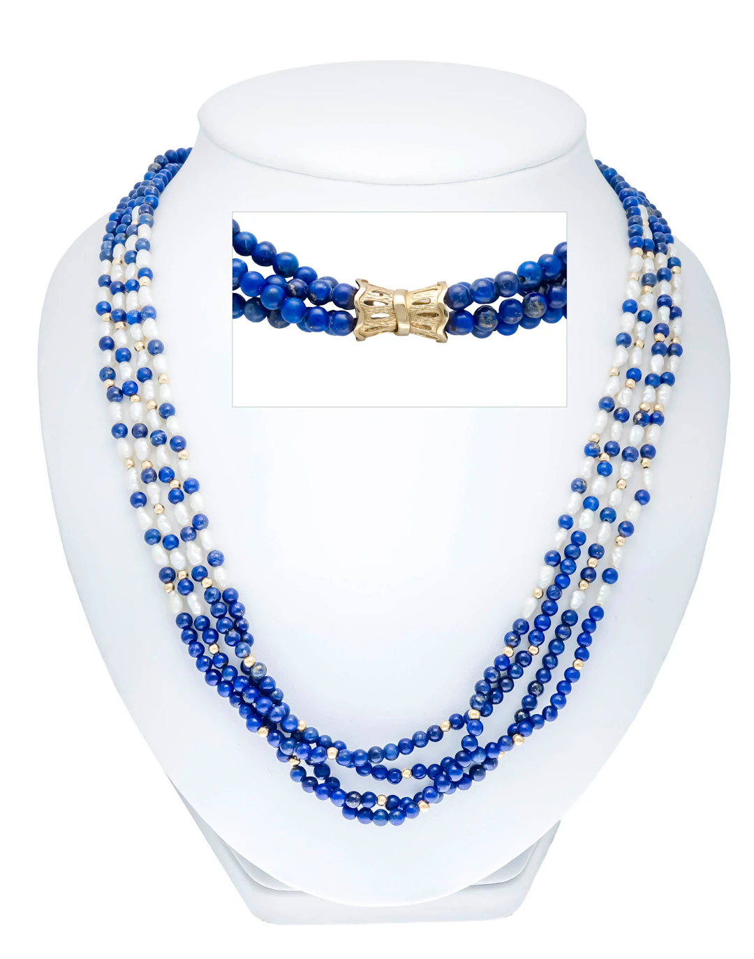 4-reihiges Lapislazuli-Perlen-Col
