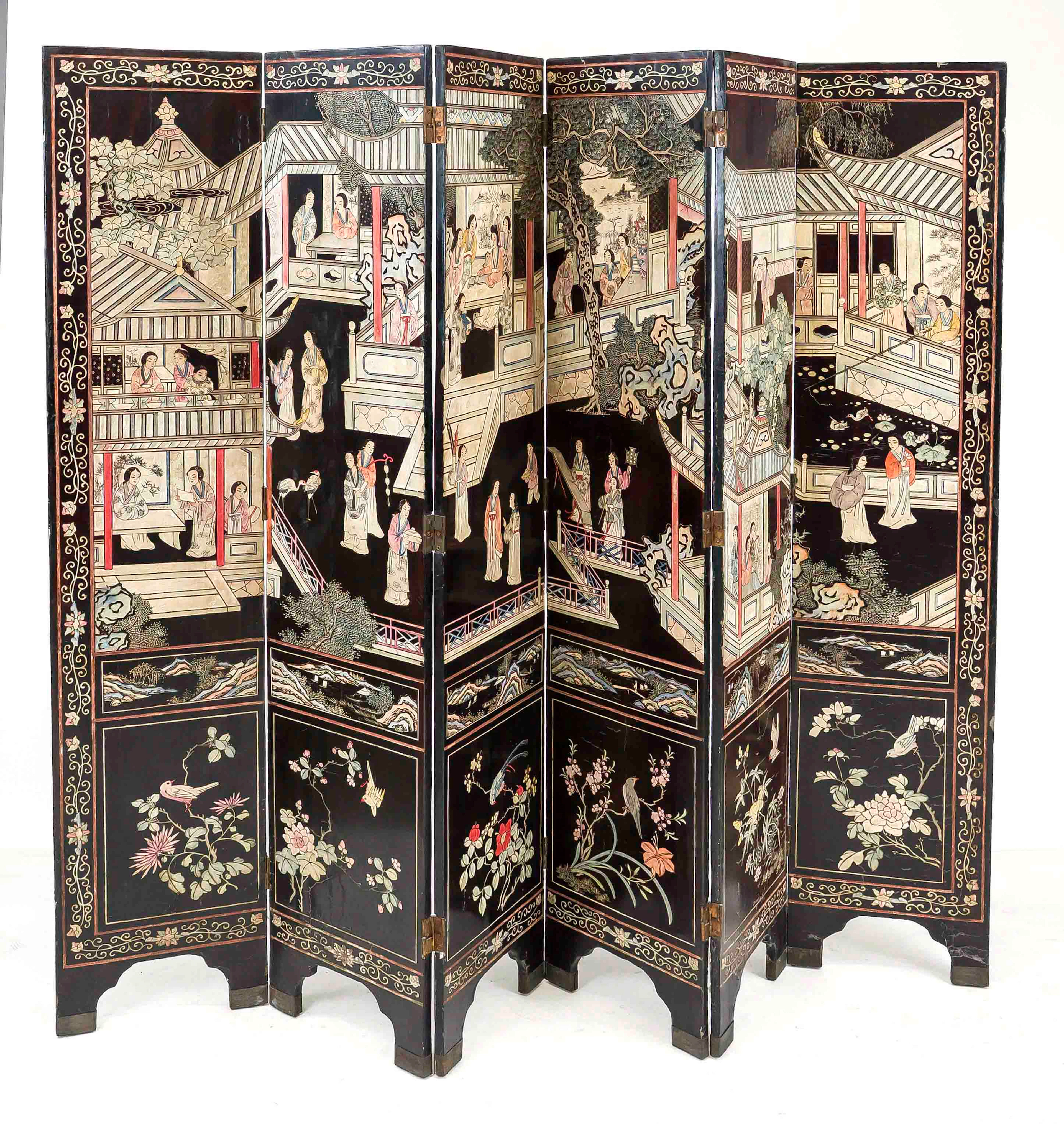 Paravent, China, 1. H. 20. Jh., H