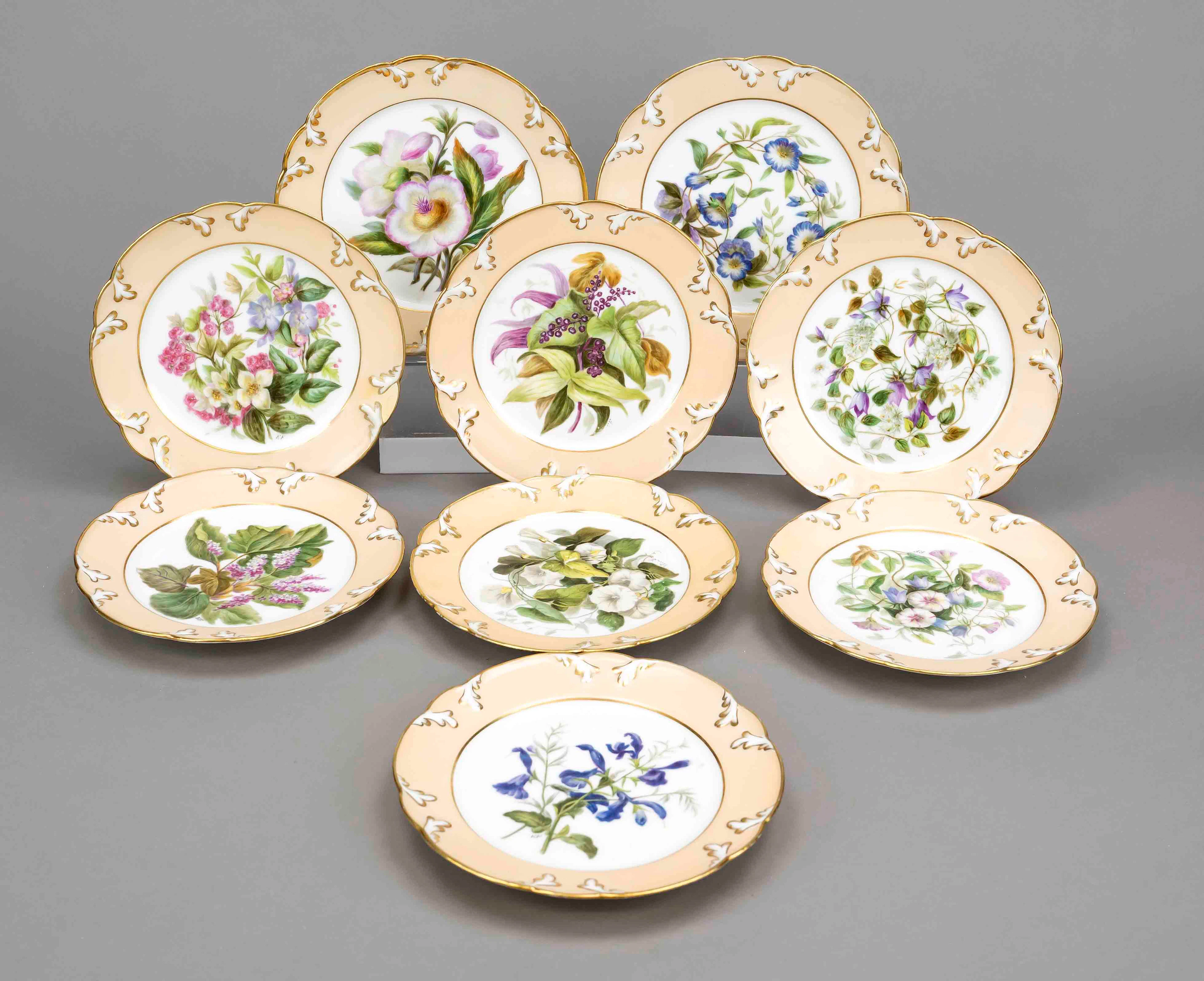 Neun Biedermeier Desserteller, 19